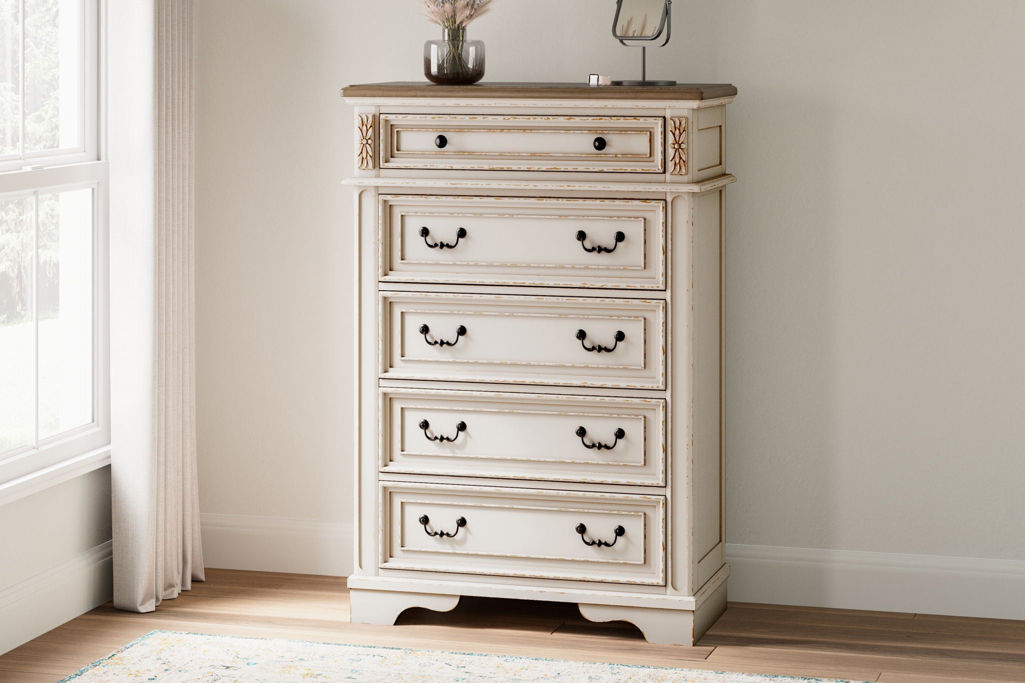 Realyn - White / Brown / Beige - Five Drawer Chest - Urban Living Furniture (Los Angeles, CA)