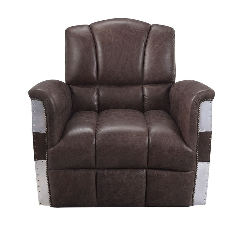 Brancaster - Accent Chair - Retro Brown Top Grain Leather & Aluminum - 35" - Urban Living Furniture (Los Angeles, CA)
