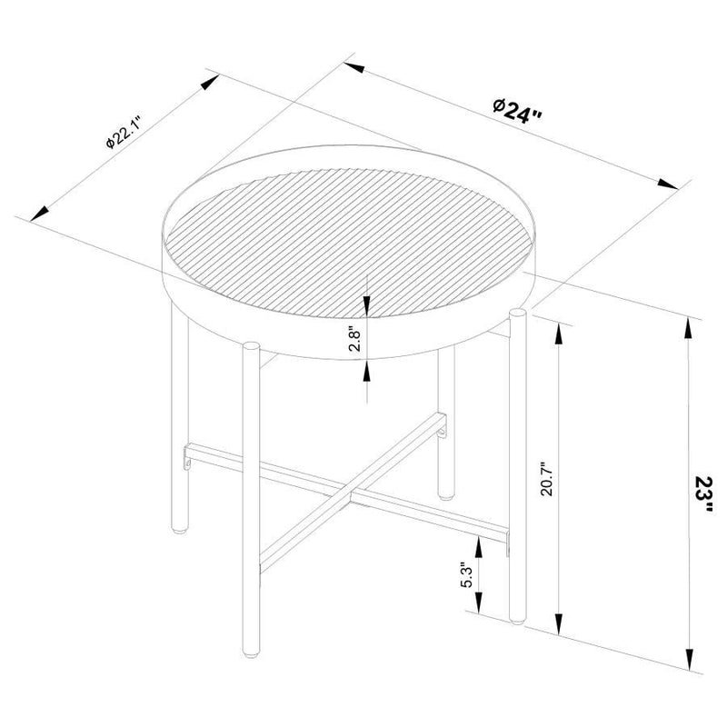 Ozella - Round End Side Table With Recessed Top Sandy - Black