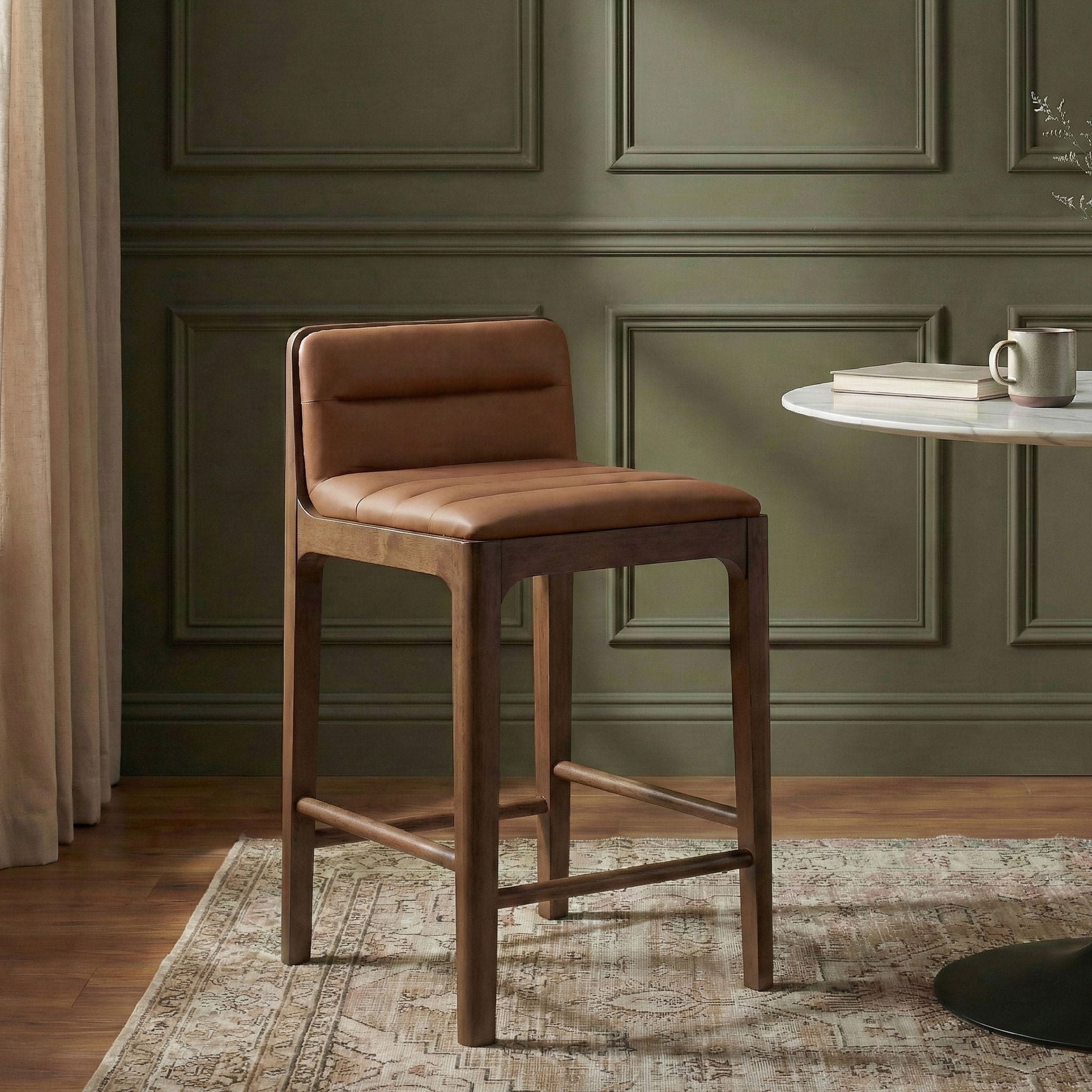 Ellis - Vegan Leather Upholstered Counter Stool (Set of 2) - Brown Base - Urban Living Furniture (Los Angeles, CA)