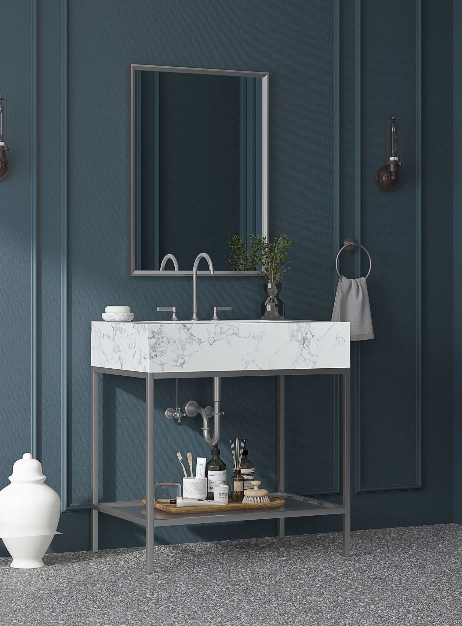 Marmo - Engineered Marble Bathroom Vanity With Chrome Base - Urban Living Furniture (Los Angeles, CA)