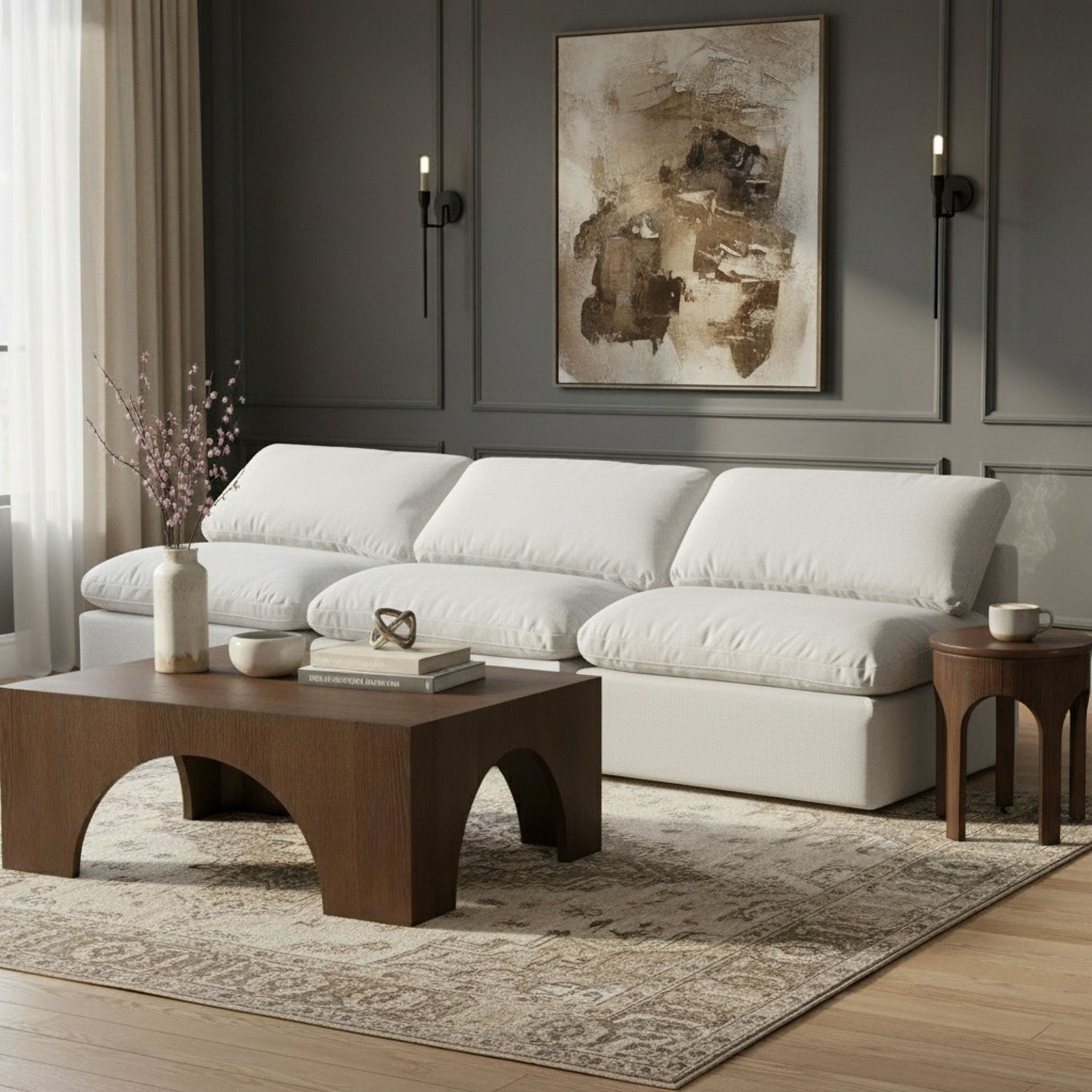 Indulge - Linen 3 Piece Modular Armless Sofa - White - Urban Living Furniture (Los Angeles, CA)