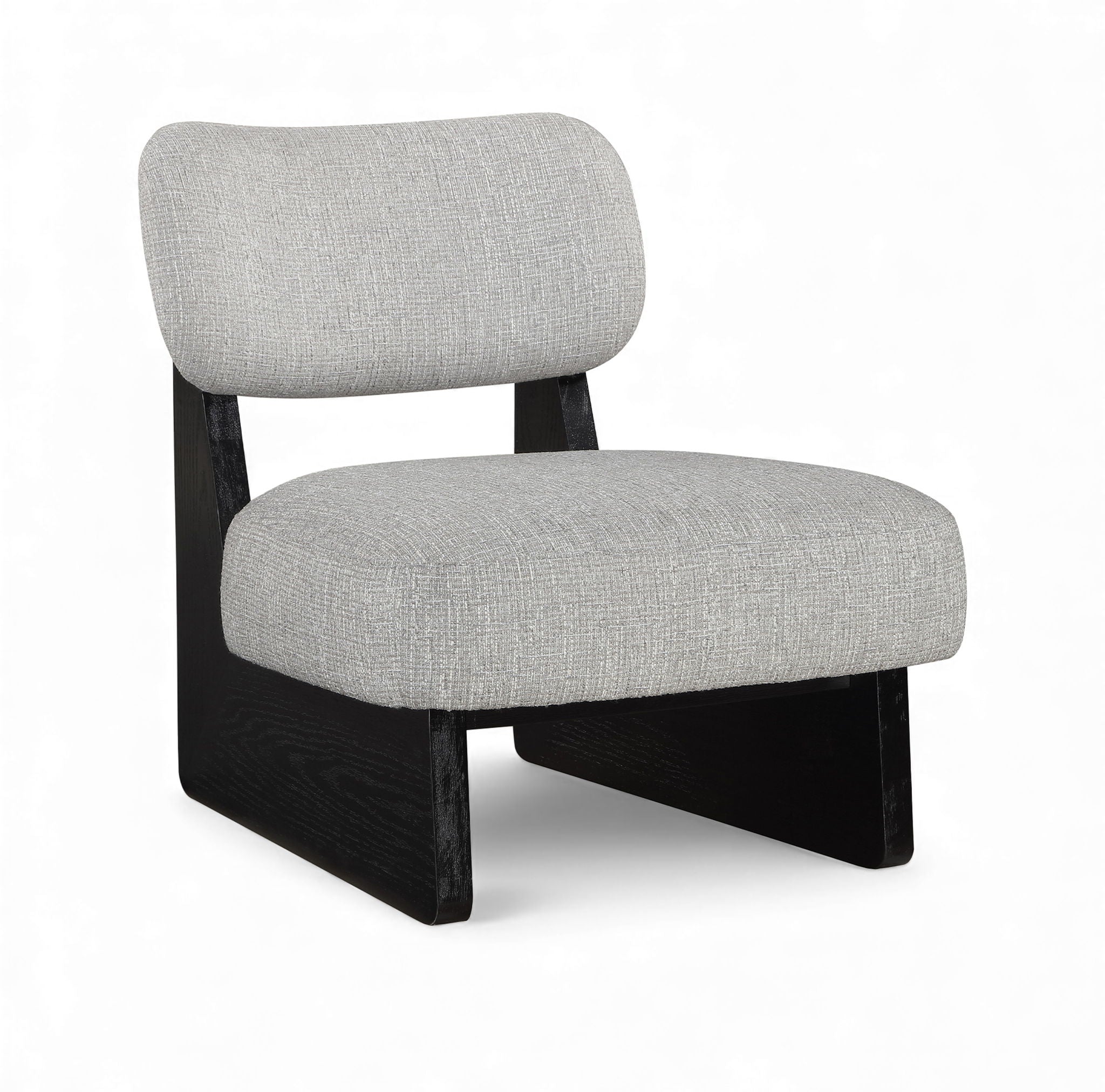 Vetra - Linen Textured Fabric Upholstered Accent Chair With Black Base