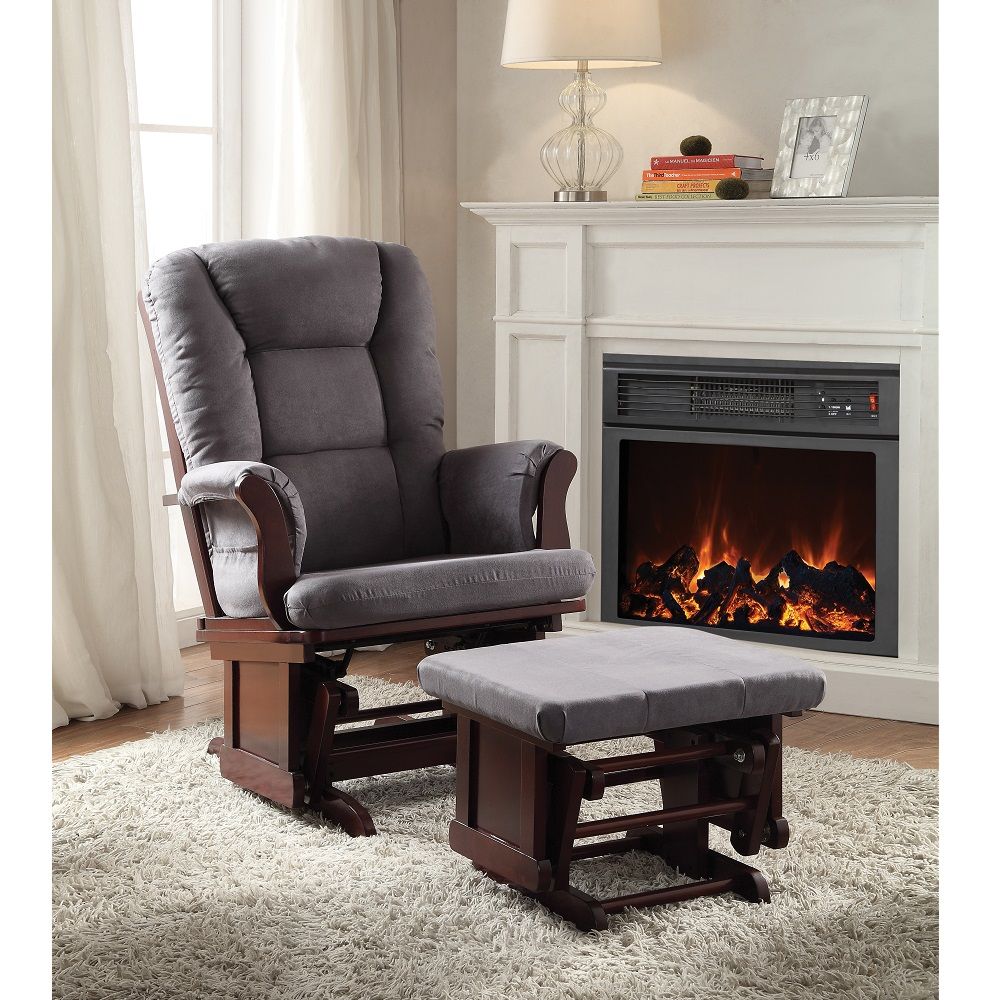 Aeron - Accent Chair - Gray Microfiber & Cherry - Urban Living Furniture (Los Angeles, CA)