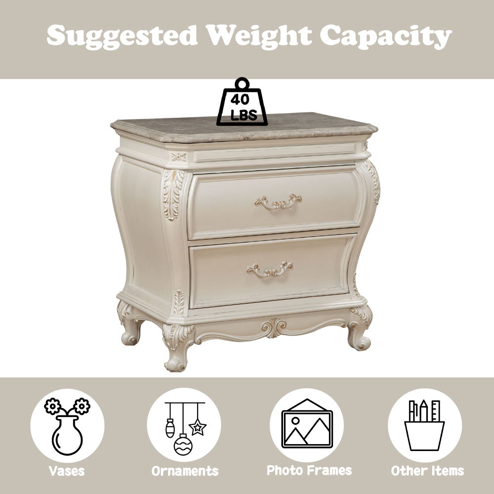 Chantelle - Nightstand With Marble Top - Pearl White - Urban Living Furniture (Los Angeles, CA)
