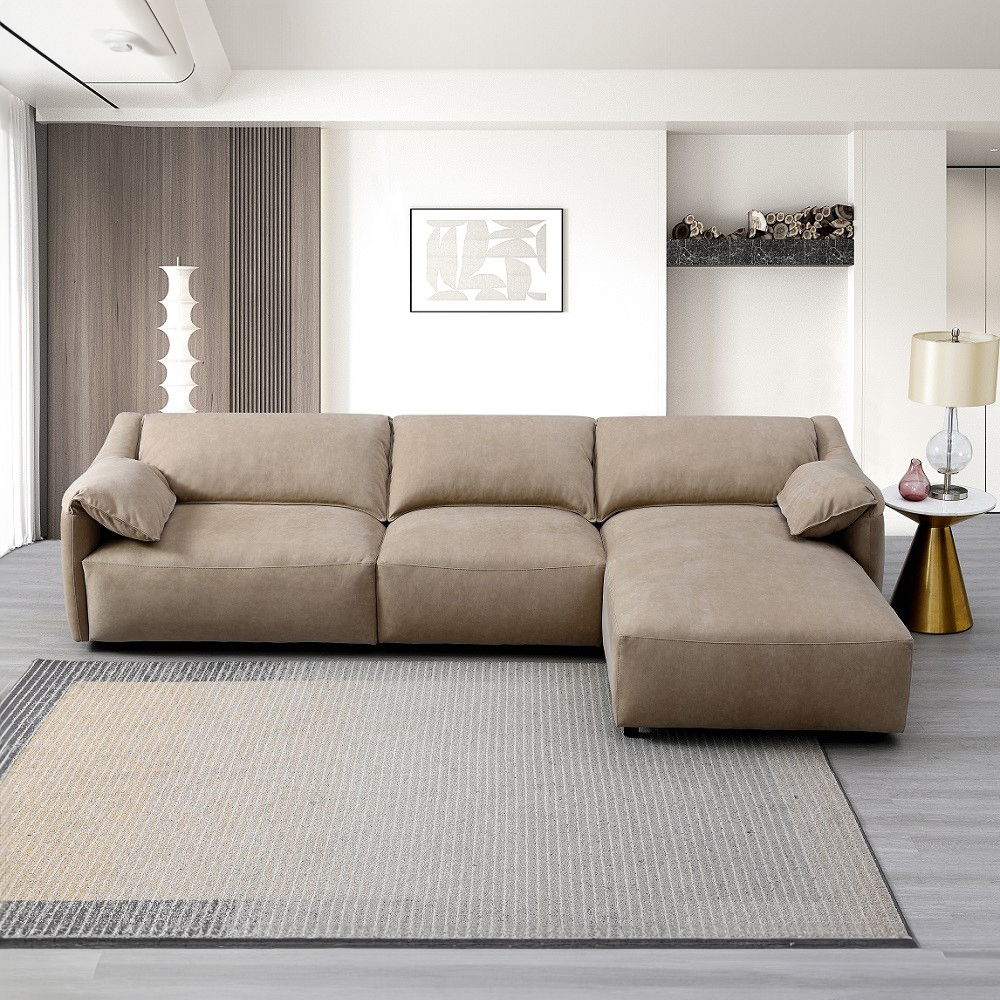 Veata - Sectional Sofa - Light Brown Suede Velvet - Urban Living Furniture (Los Angeles, CA)