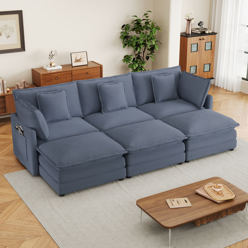 Modern Modular Sectional Sofa With Side Storage Pockets For Living Room
