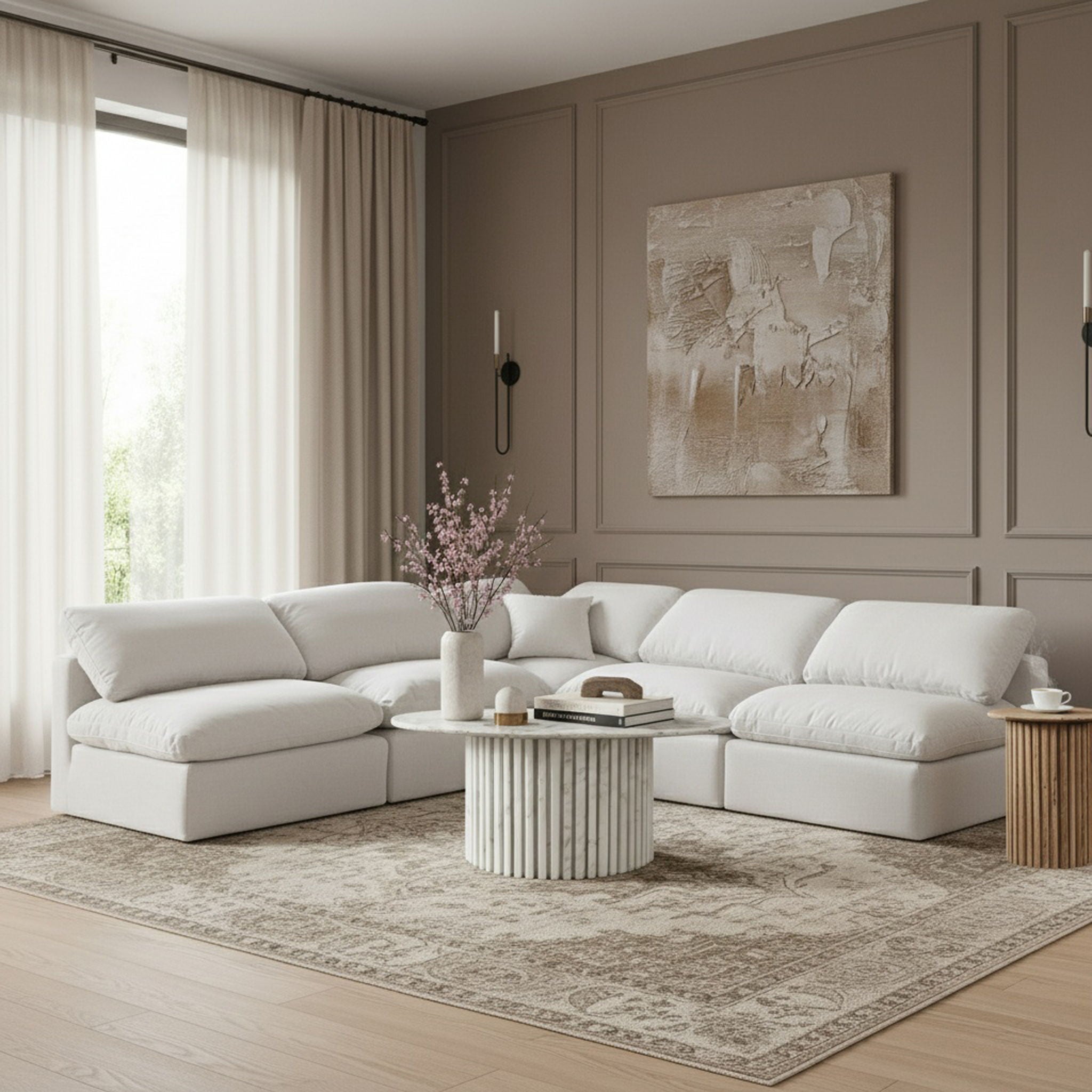 Indulge - Linen 5 Piece Modular Corner Armless Sectional - White - Urban Living Furniture (Los Angeles, CA)