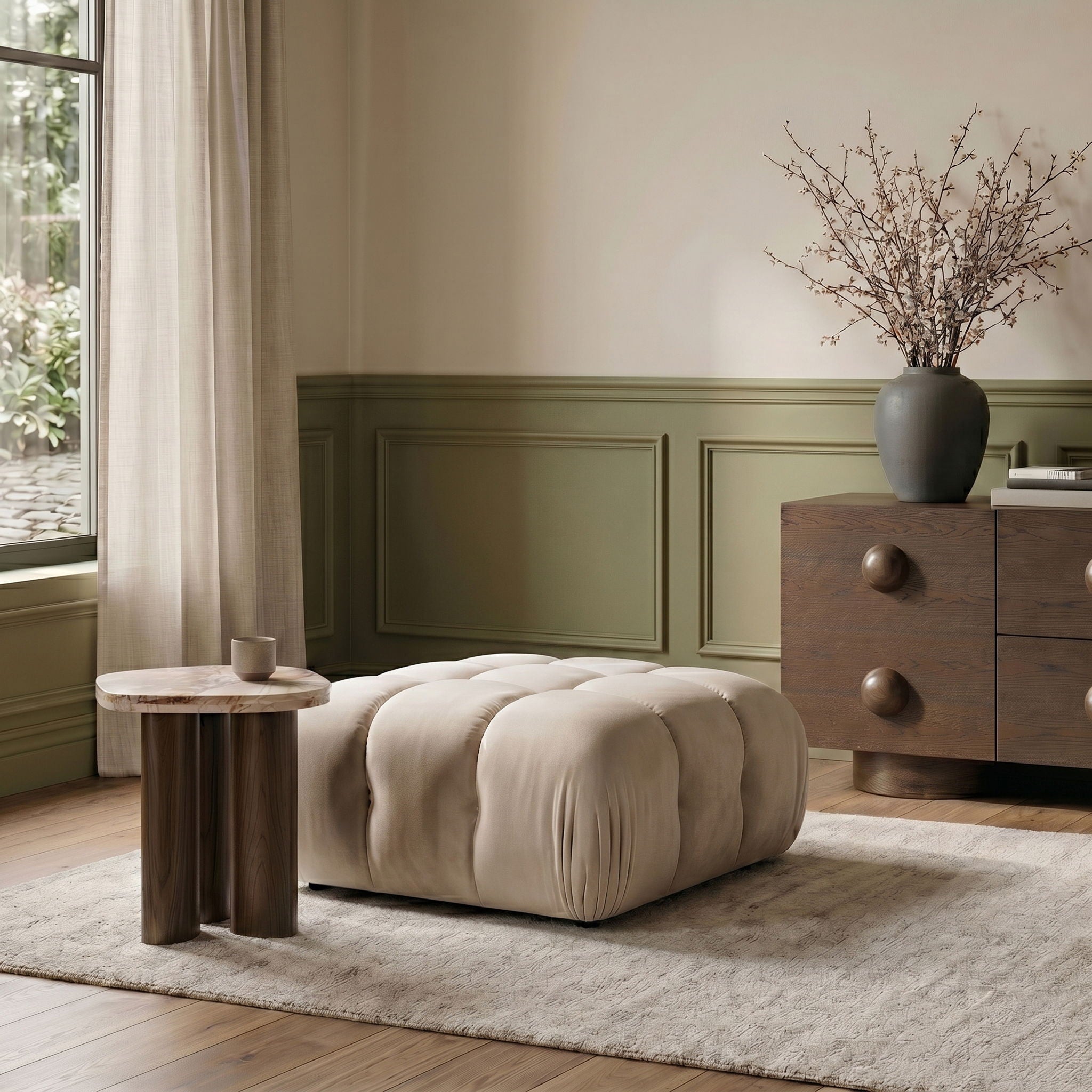Orin - Velvet Performance Fabric Upholstered Modular Ottoman - Urban Living Furniture (Los Angeles, CA)