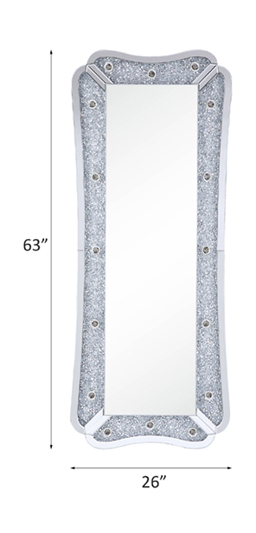 Noralie - 63" Floor Mirror With Faux Diamonds - Mirrored - Urban Living Furniture (Los Angeles, CA)