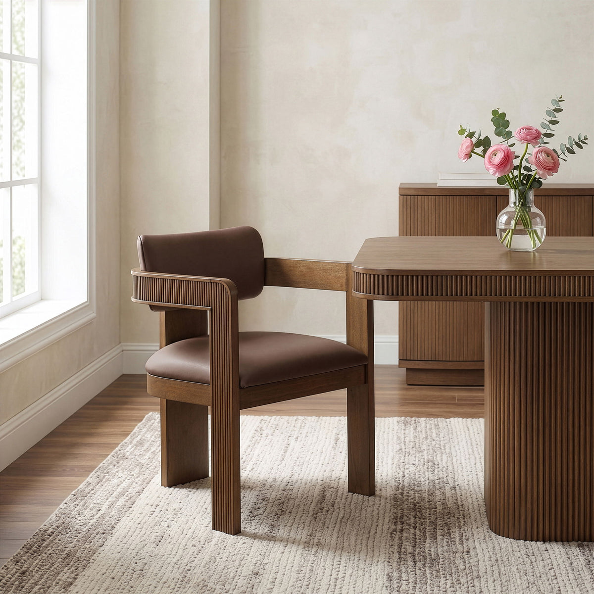 Sacha - Vegan Leather Upholstered Dining Chair With Brown Base (Set of 2)