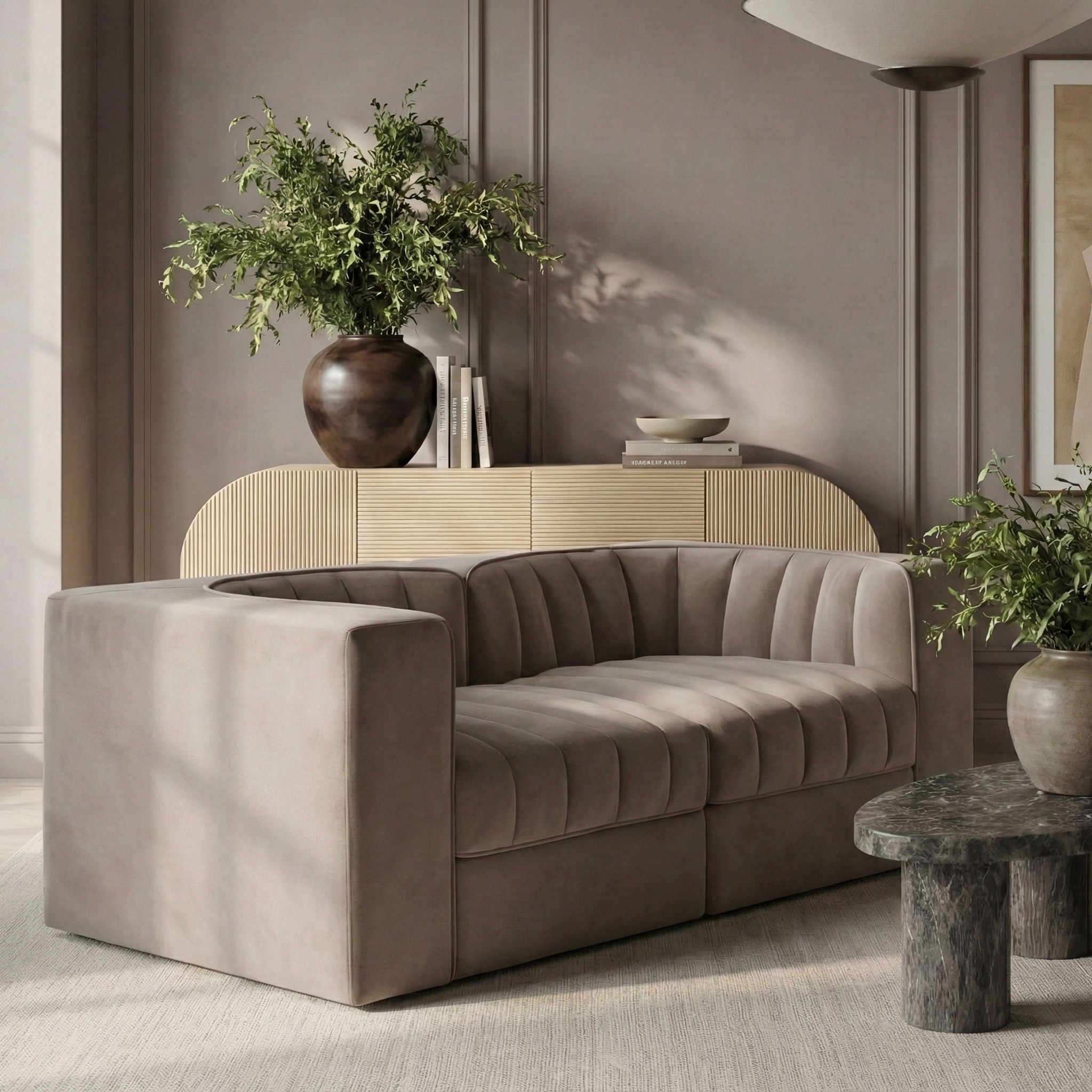 Rummi - Velvet Performance Fabric Upholstered 2 Piece Modular Loveseat - Urban Living Furniture (Los Angeles, CA)