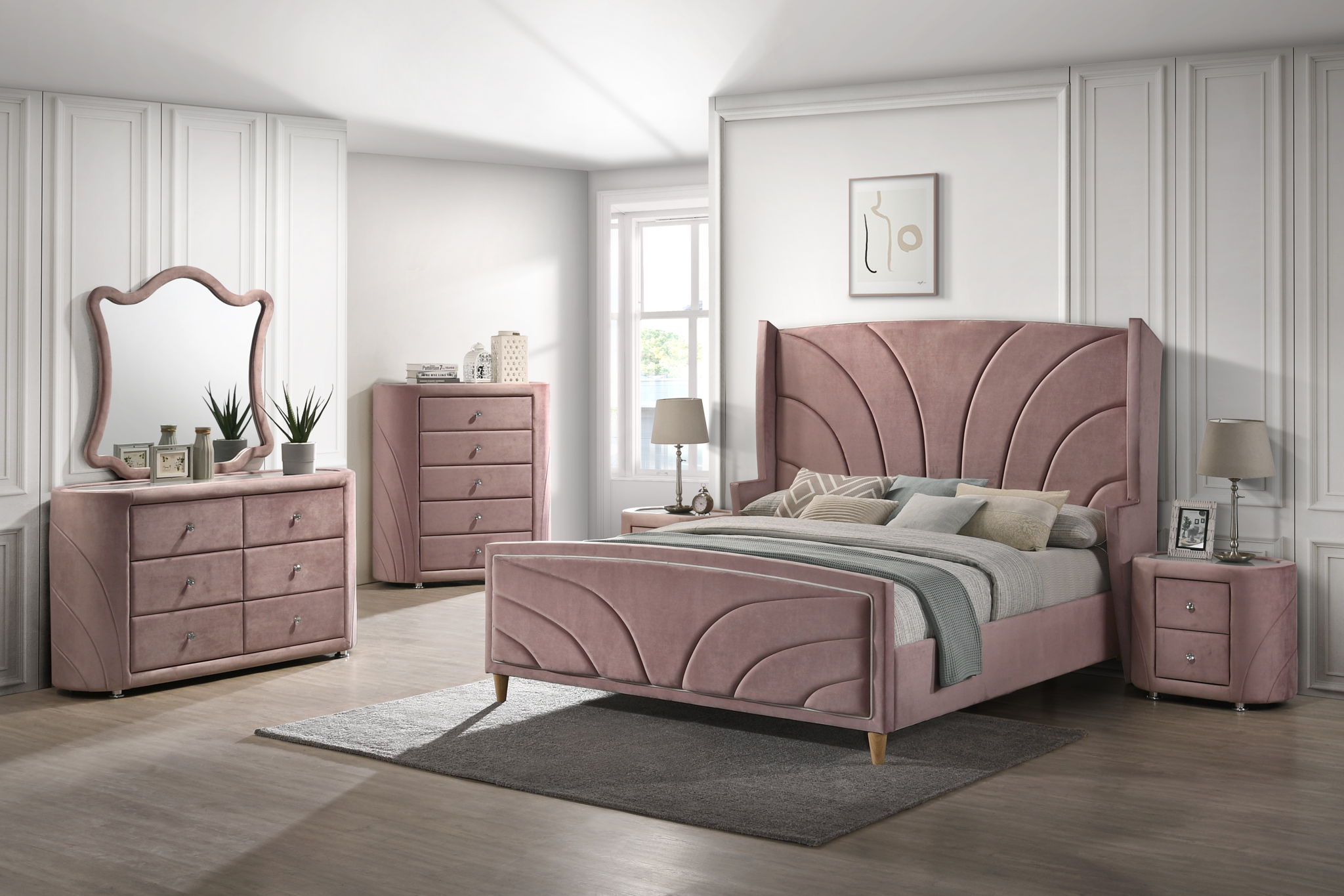 Salonia - Mirror - Pink Velvet - Urban Living Furniture (Los Angeles, CA)