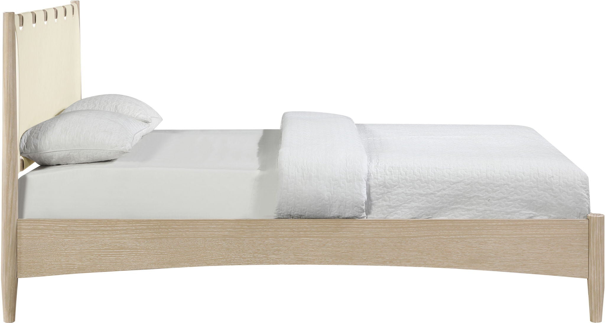 Santos - Vegan Leather Headboard And Wood Bed - Waxed Natural Frame - Urban Living Furniture (Los Angeles, CA)