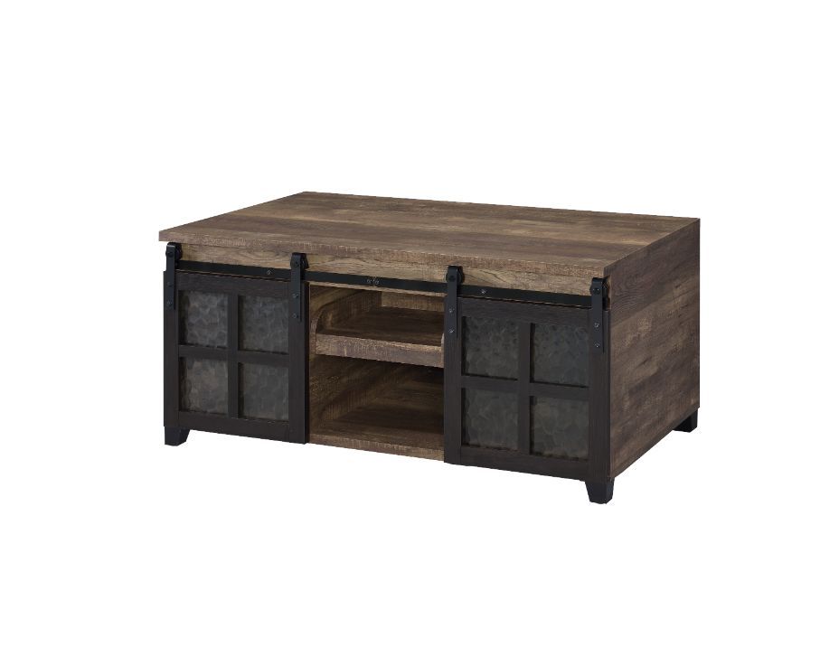 Nineel - Coffee Table - Obscure Glass, Rustic Oak & Black - Urban Living Furniture (Los Angeles, CA)