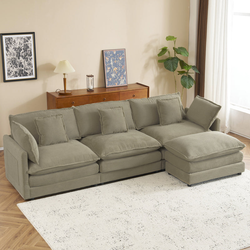 Modern Modular Sectional Sofa With Side Storage Pockets For Living Room