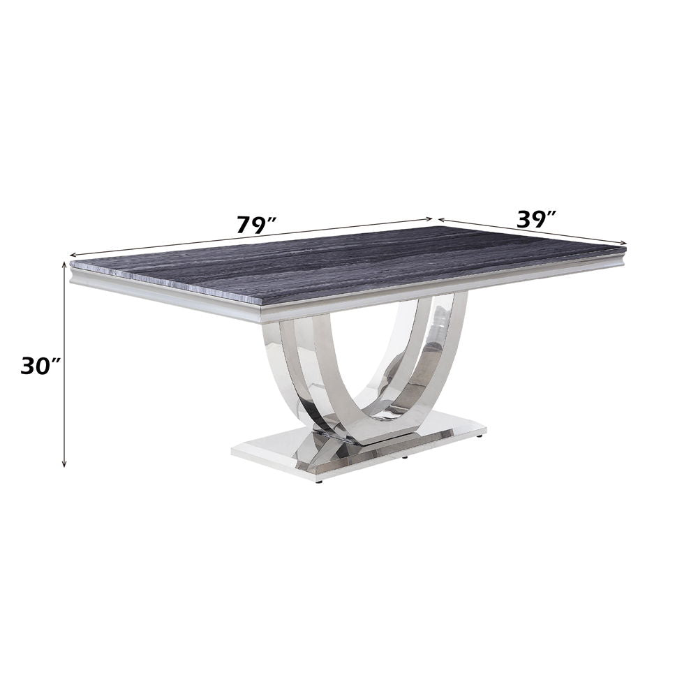 Cambrie - Dining Table With Engineered Stone Top - Engineered Stone Top & Mirrored Silver - Urban Living Furniture (Los Angeles, CA)