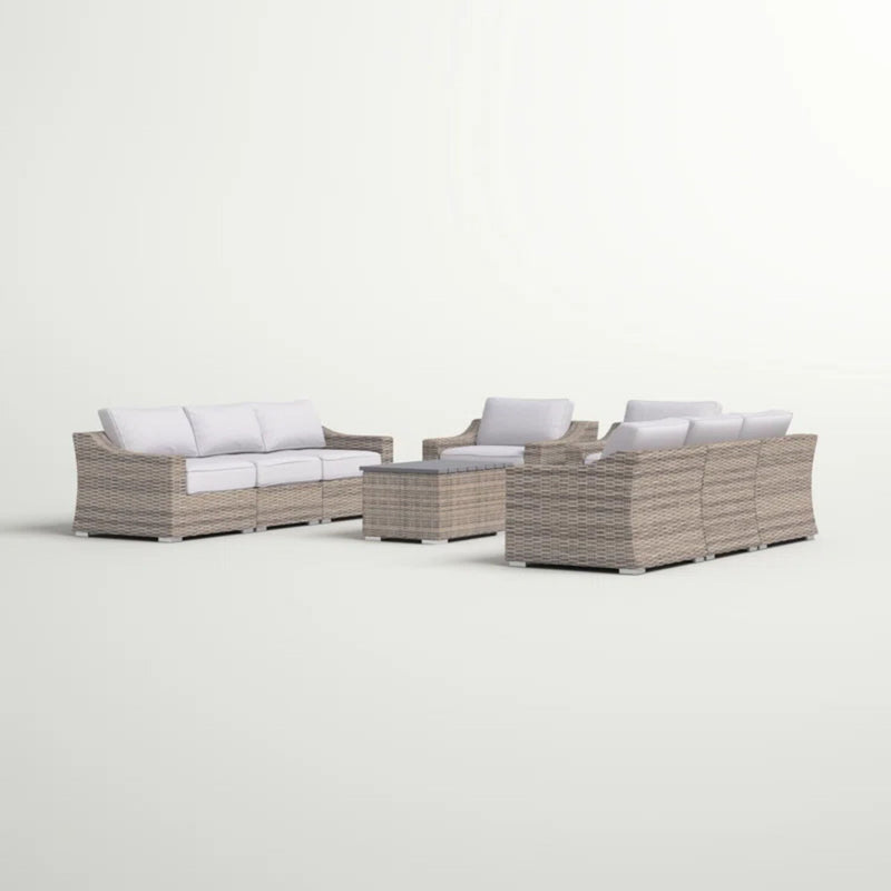 Outdoor Wicker Conversation Set With Cushions, All Weather
