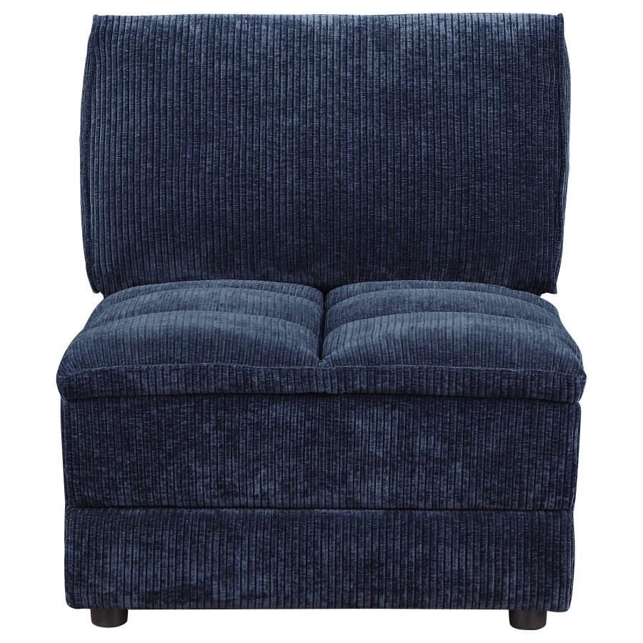 Atlantic - Corduroy Upholstered Armless Chair - Blue