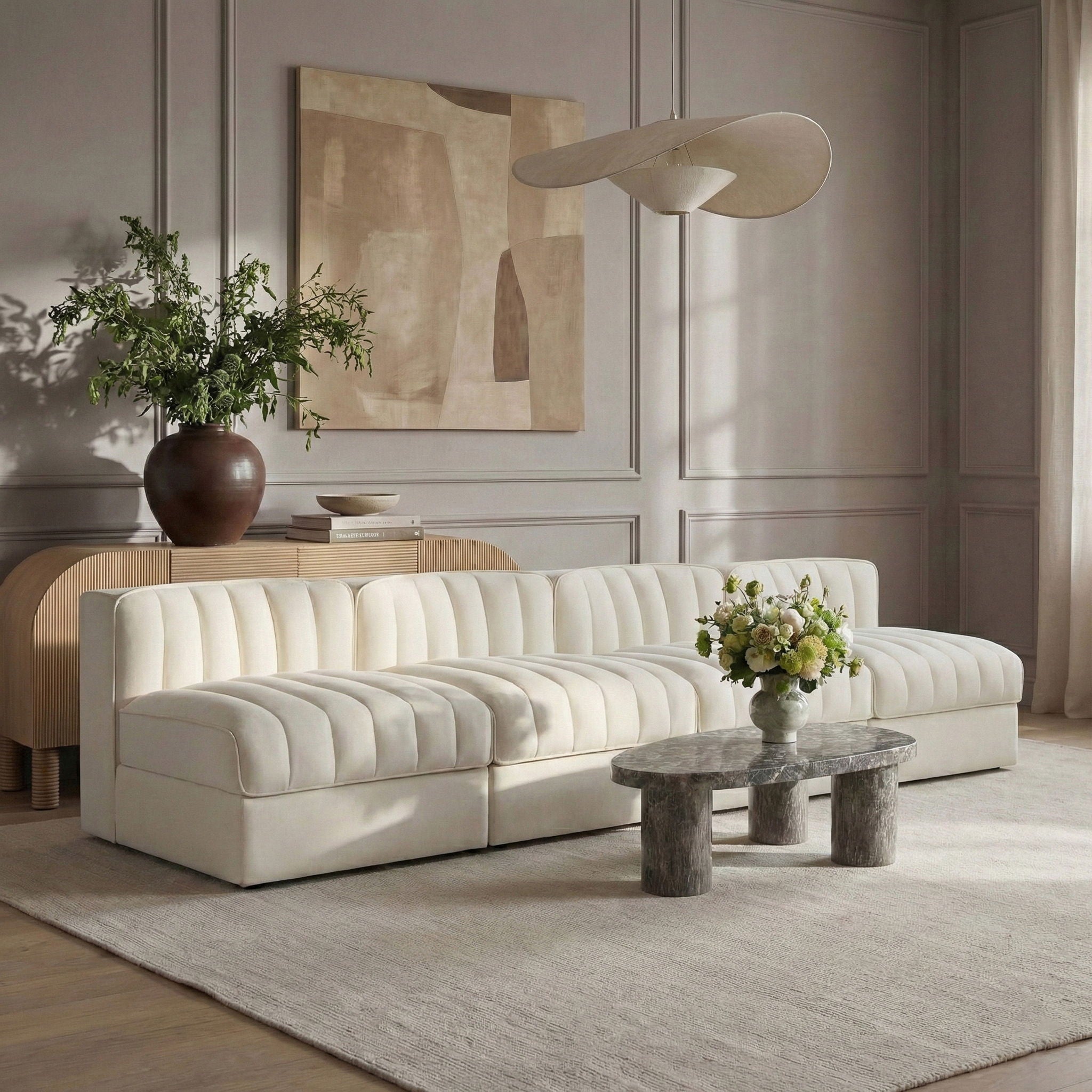 Rummi - Armless Velvet Performance Fabric Upholstered 4 Piece Modular Sofa - Urban Living Furniture (Los Angeles, CA)
