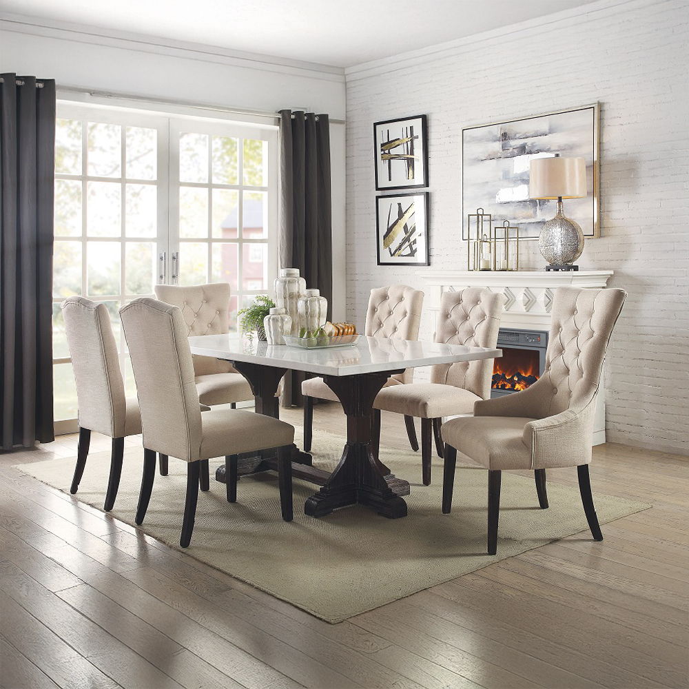 Gerardo - 30" Dining Table - White Marble Top & Weathered Espresso - Urban Living Furniture (Los Angeles, CA)