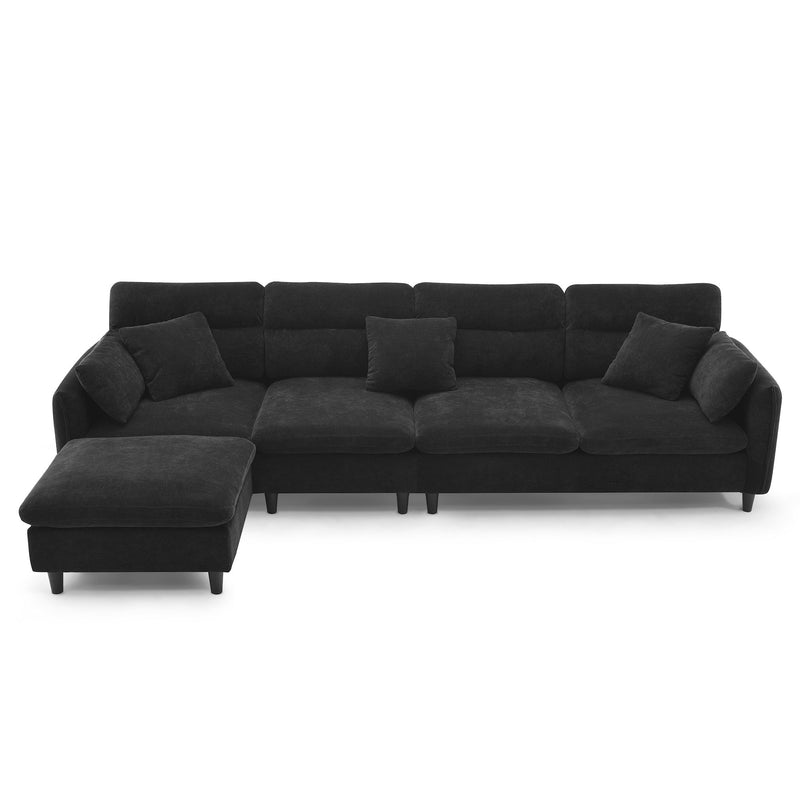 Modern Convertible Sectional Sofa L Shaped Reversible Couch Set With Free Pillows 5 Seat Cloud With Ottoman
