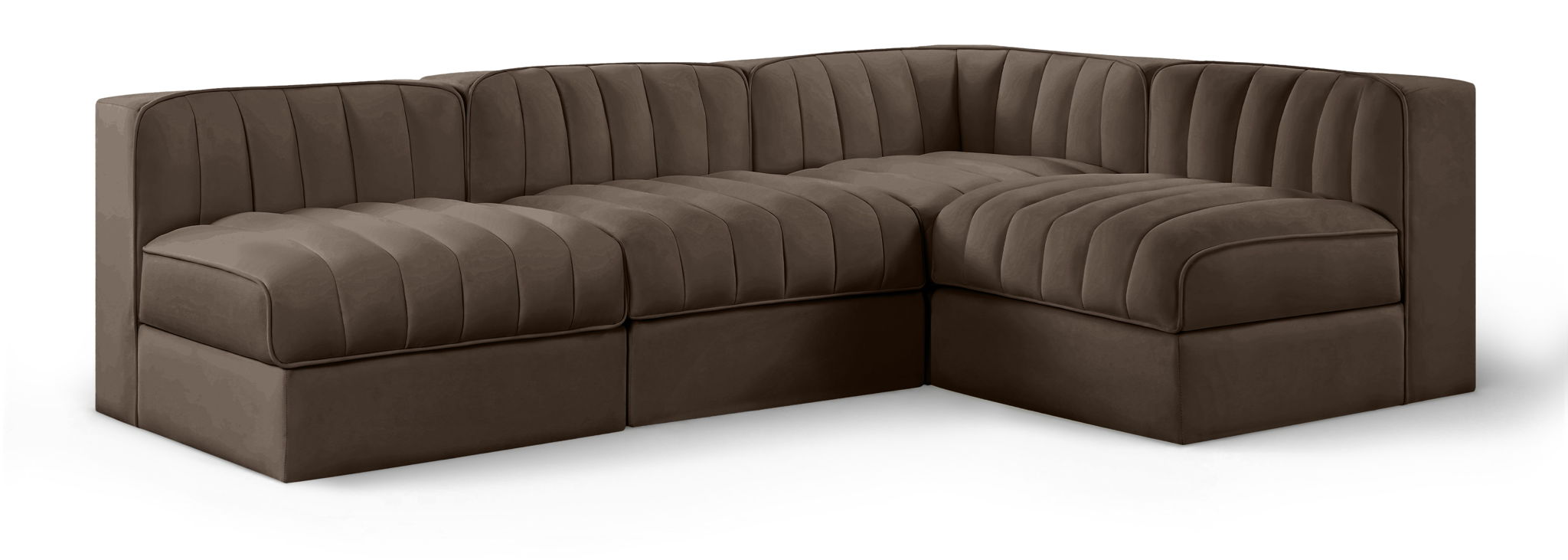 Rummi - Armless Velvet Performance Fabric Upholstered 4 Piece Modular Sectional - Urban Living Furniture (Los Angeles, CA)