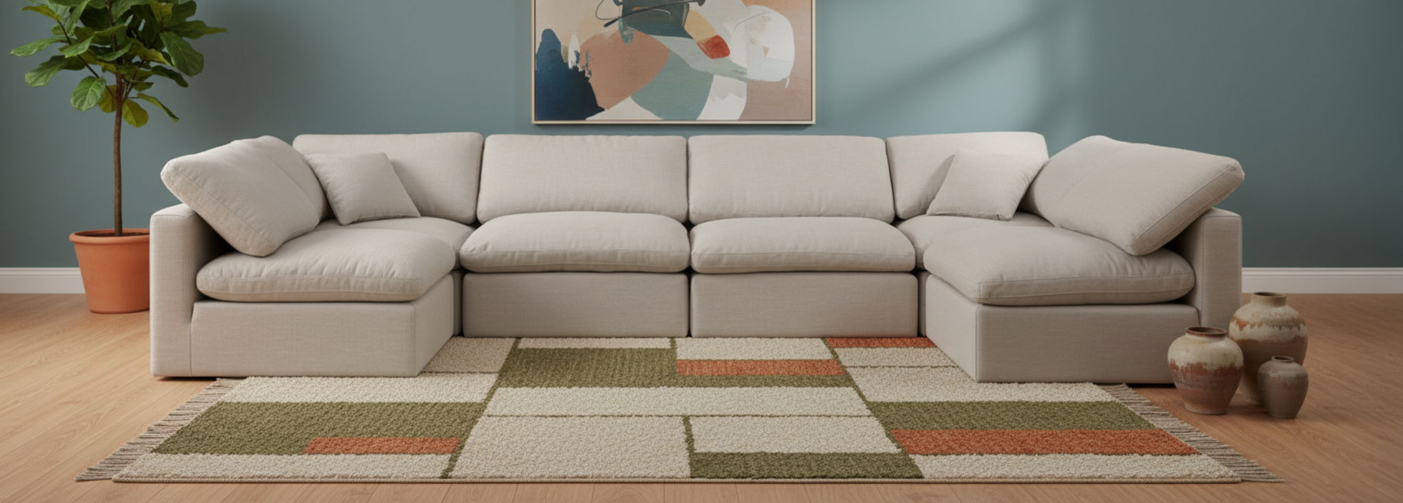Indulge - Linen 6 Piece Modular U-Shaped Sectional - Urban Living Furniture (Los Angeles, CA)