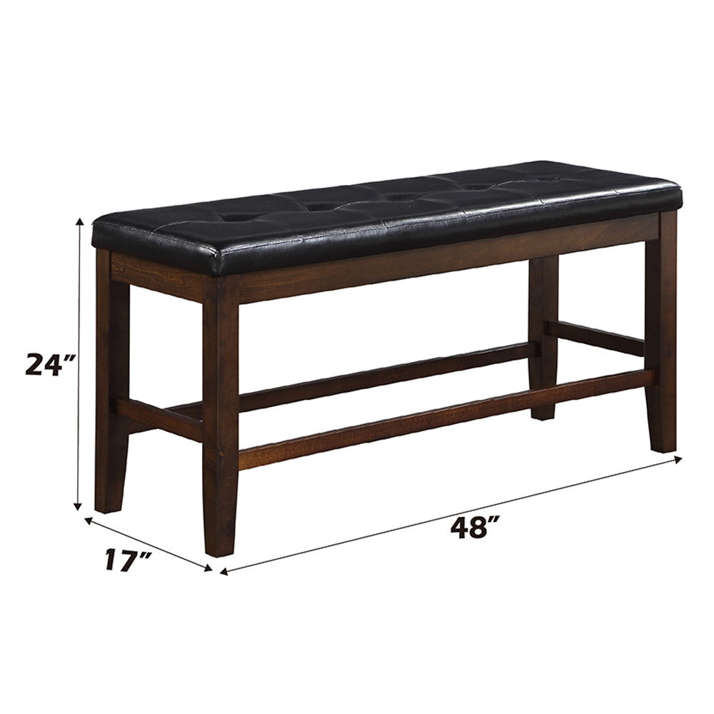 Urbana - Counter Height Bench - Black Synthetic Leather & Espresso - Urban Living Furniture (Los Angeles, CA)