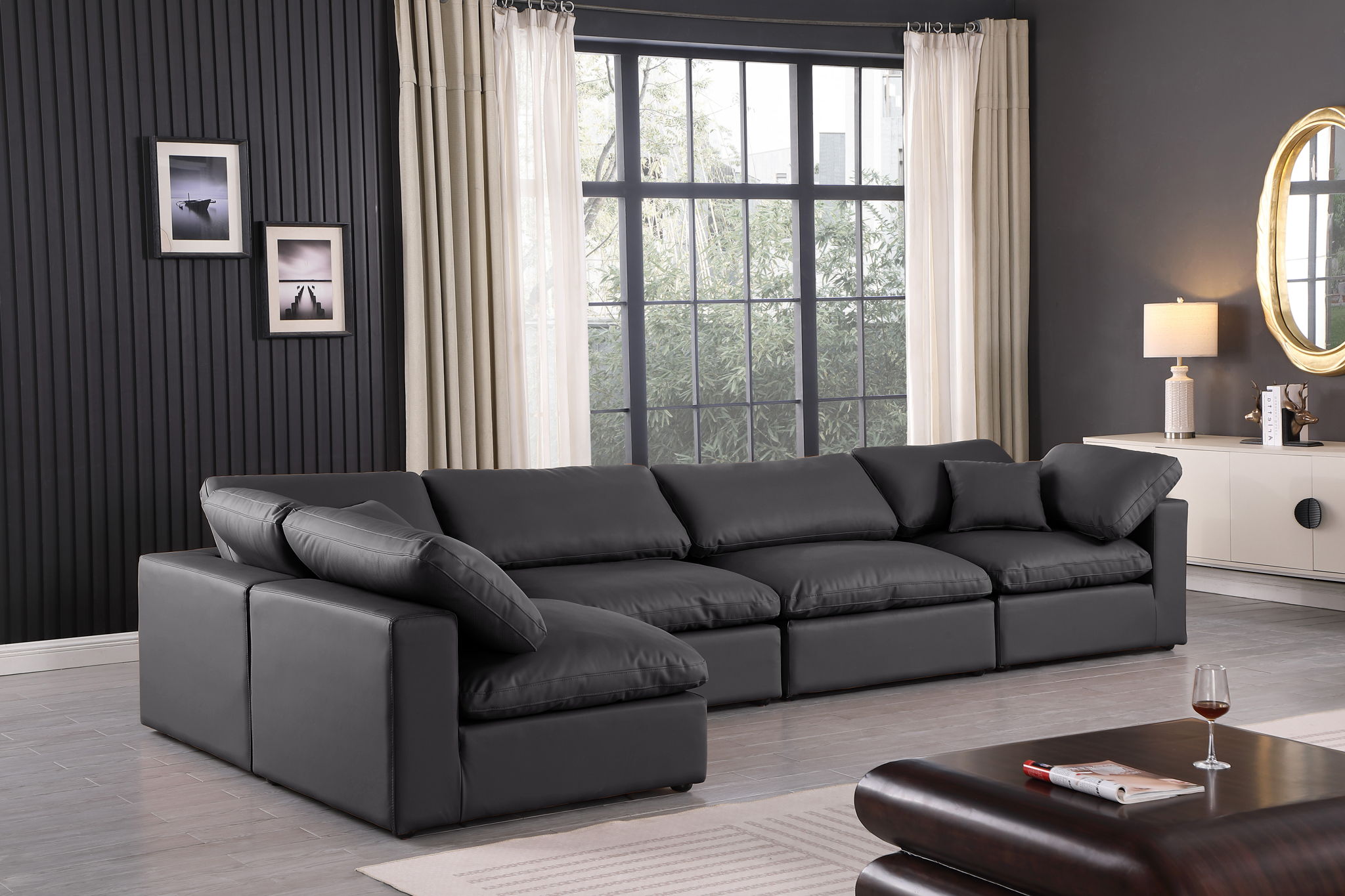 Comfy - 5 Piece Faux Leather Modular Sectional - Urban Living Furniture (Los Angeles, CA)