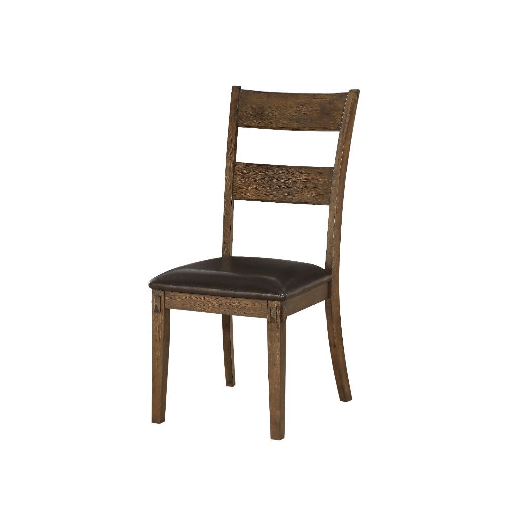 Nabirye - Side Chair (Set of 2) - Esspresso Synthetic Leather & Dark Oak - Urban Living Furniture (Los Angeles, CA)