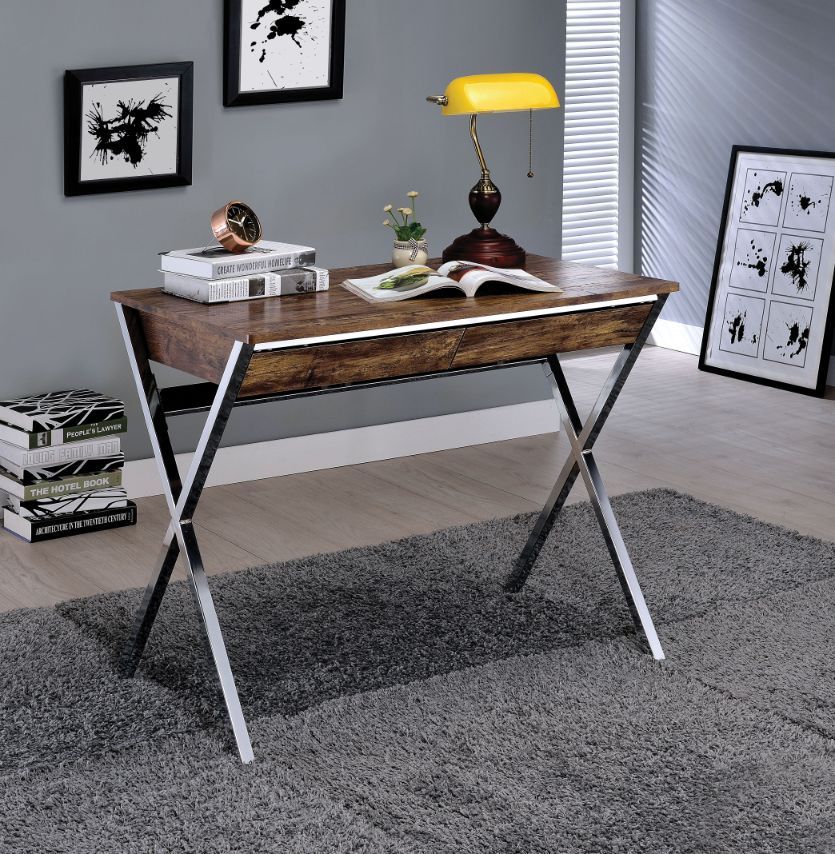 Callers - Desk - Weathered Oak & Chrome - Urban Living Furniture (Los Angeles, CA)