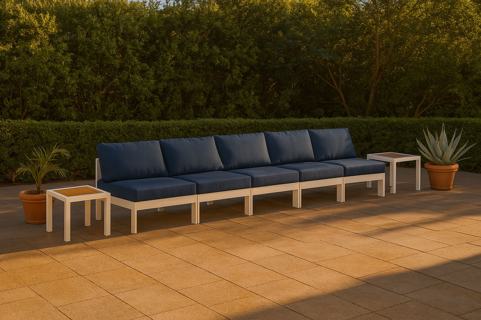 Nizuc - Outdoor Patio 5 Seat Modular Armless Sofa With White Frame - Urban Living Furniture (Los Angeles, CA)