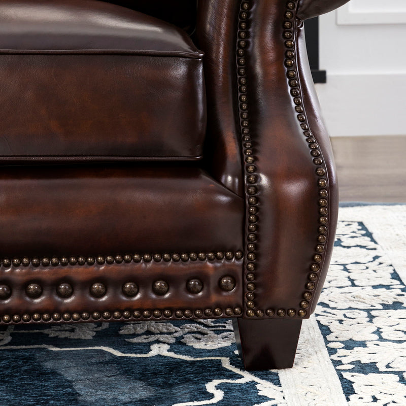 Traditional Roll Arm Nailhead Leather Sofa - Brown - Urban Living Furniture (Los Angeles, CA)