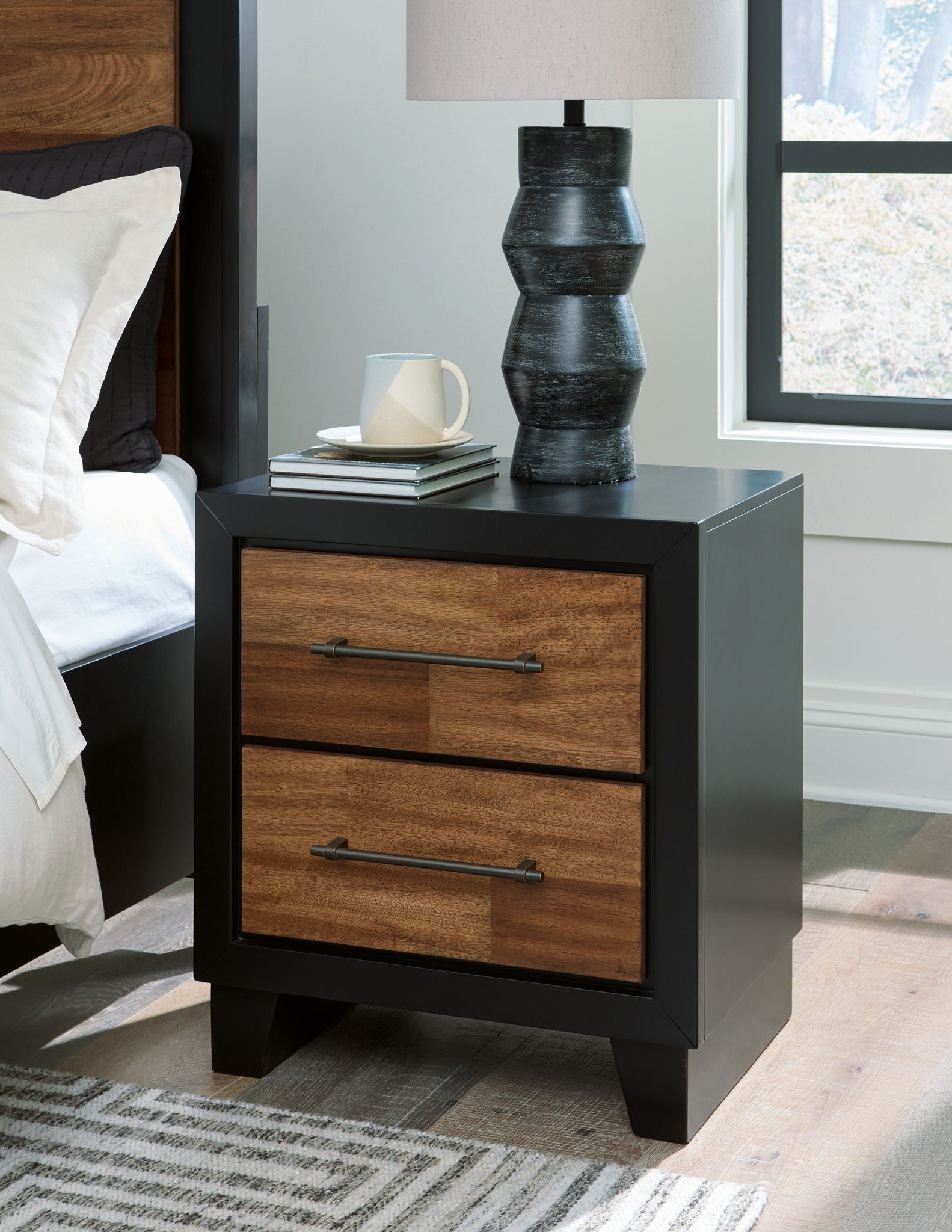 Kraeburn - Brown / Black - Two Drawer Night Stand - Urban Living Furniture (Los Angeles, CA)