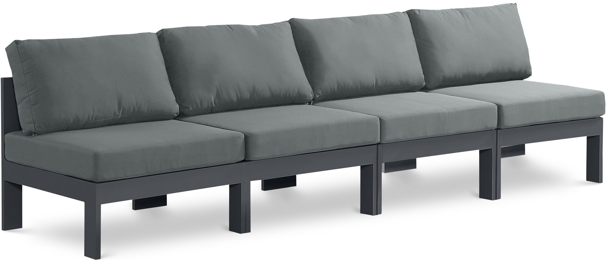Nizuc - Outdoor Patio 4 Seat Armless Modular Sofa With Gray Frame - Urban Living Furniture (Los Angeles, CA)