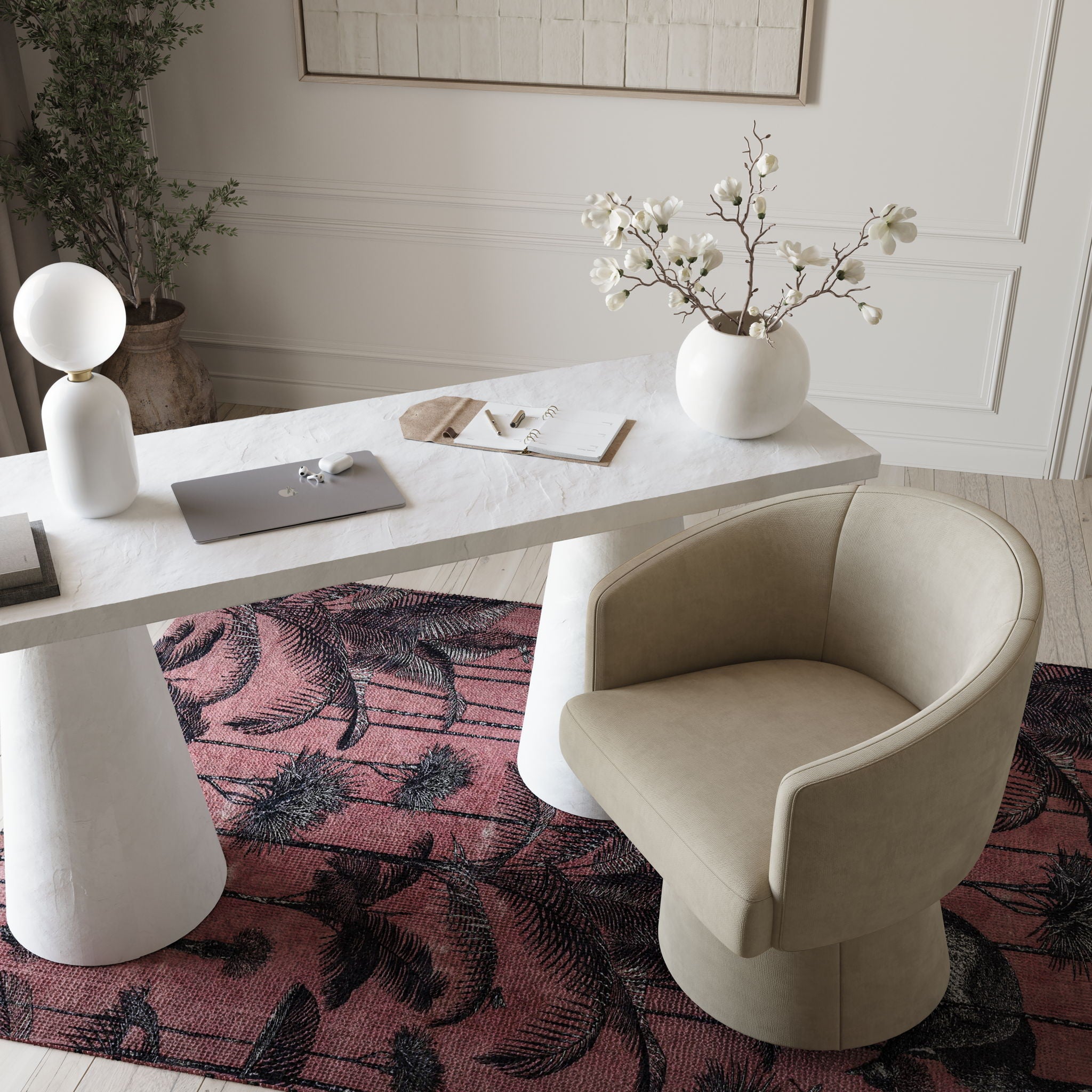 Kristen - Upcycled Chenille Rolling Desk Chair - Urban Living Furniture (Los Angeles, CA)