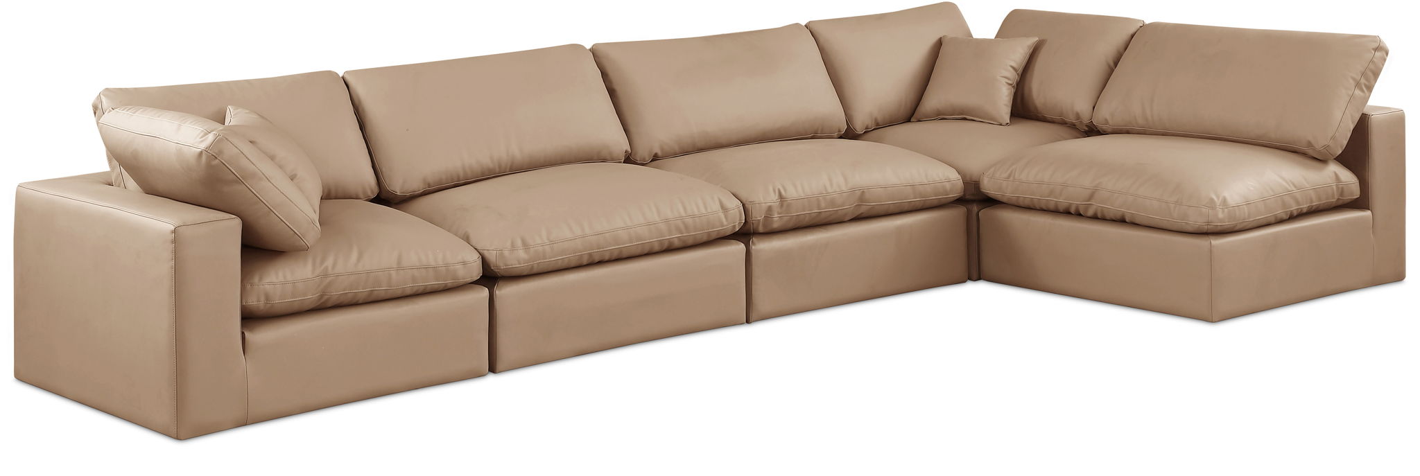 Comfy - 5 Piece Faux Leather Modular Sectional - Tan - Urban Living Furniture (Los Angeles, CA)