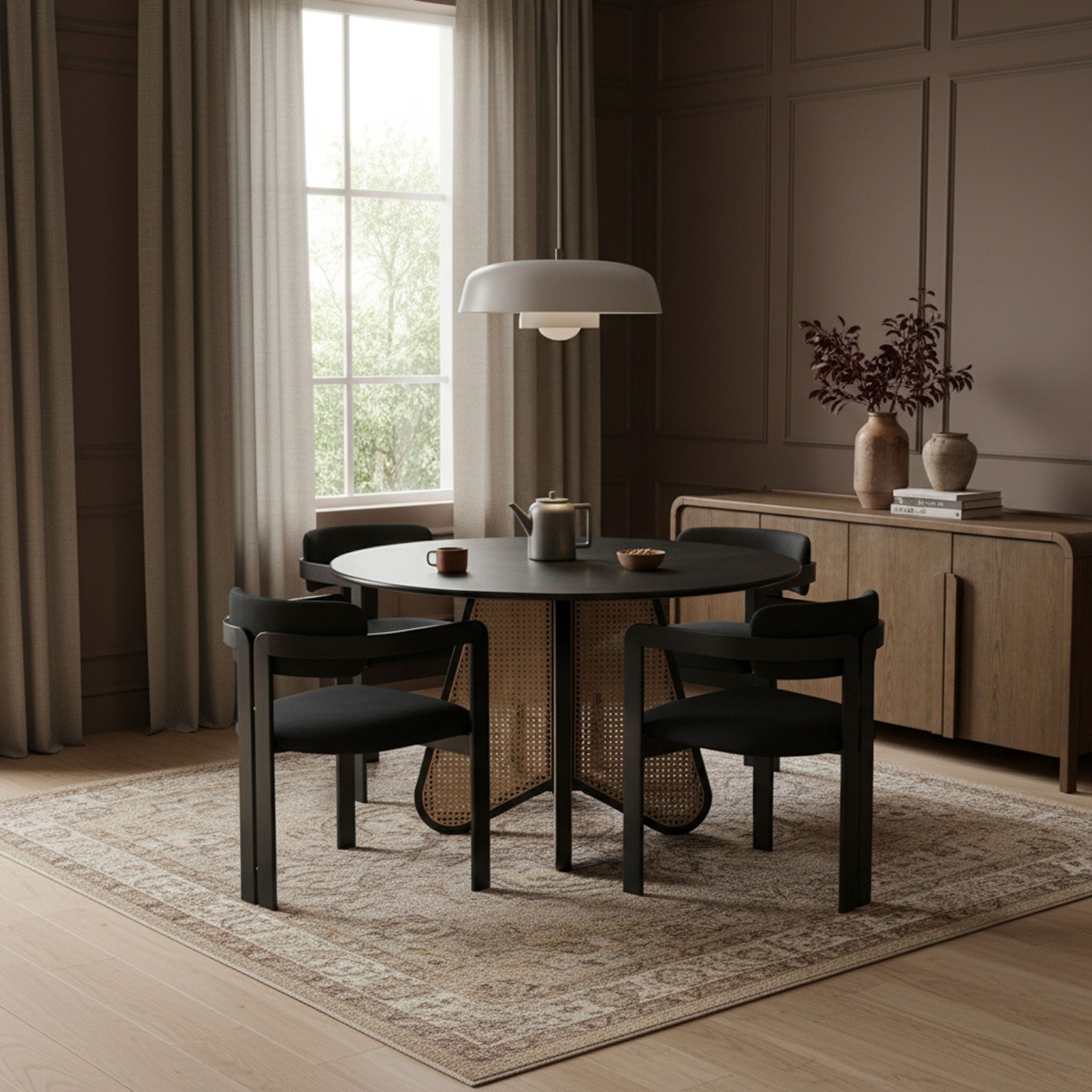 Aurum - Vegan Leather Upholstered Dining Chair With Graphite Black Base (Set of 2)