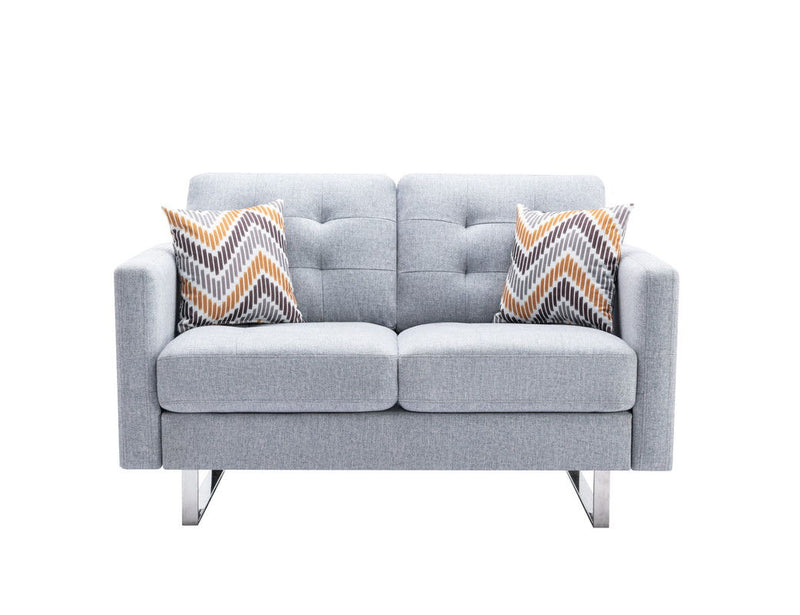 Victoria - Linen Fabric Loveseat With Metal Legs, Side Pockets, And Pillows - Urban Living Furniture (Los Angeles, CA)