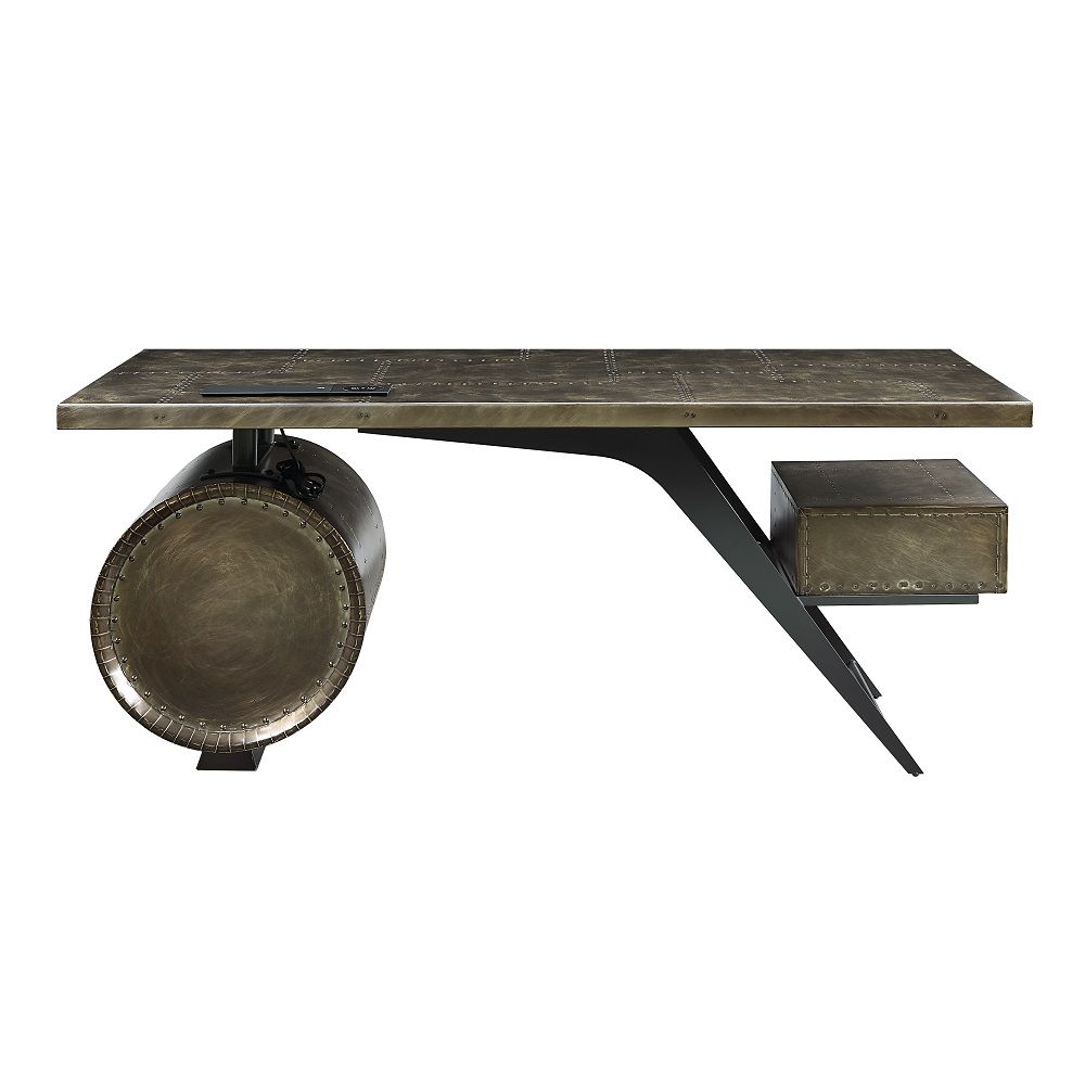 Brancaster - Executive Writing Desk With USB - Bronze Aluminum - Urban Living Furniture (Los Angeles, CA)