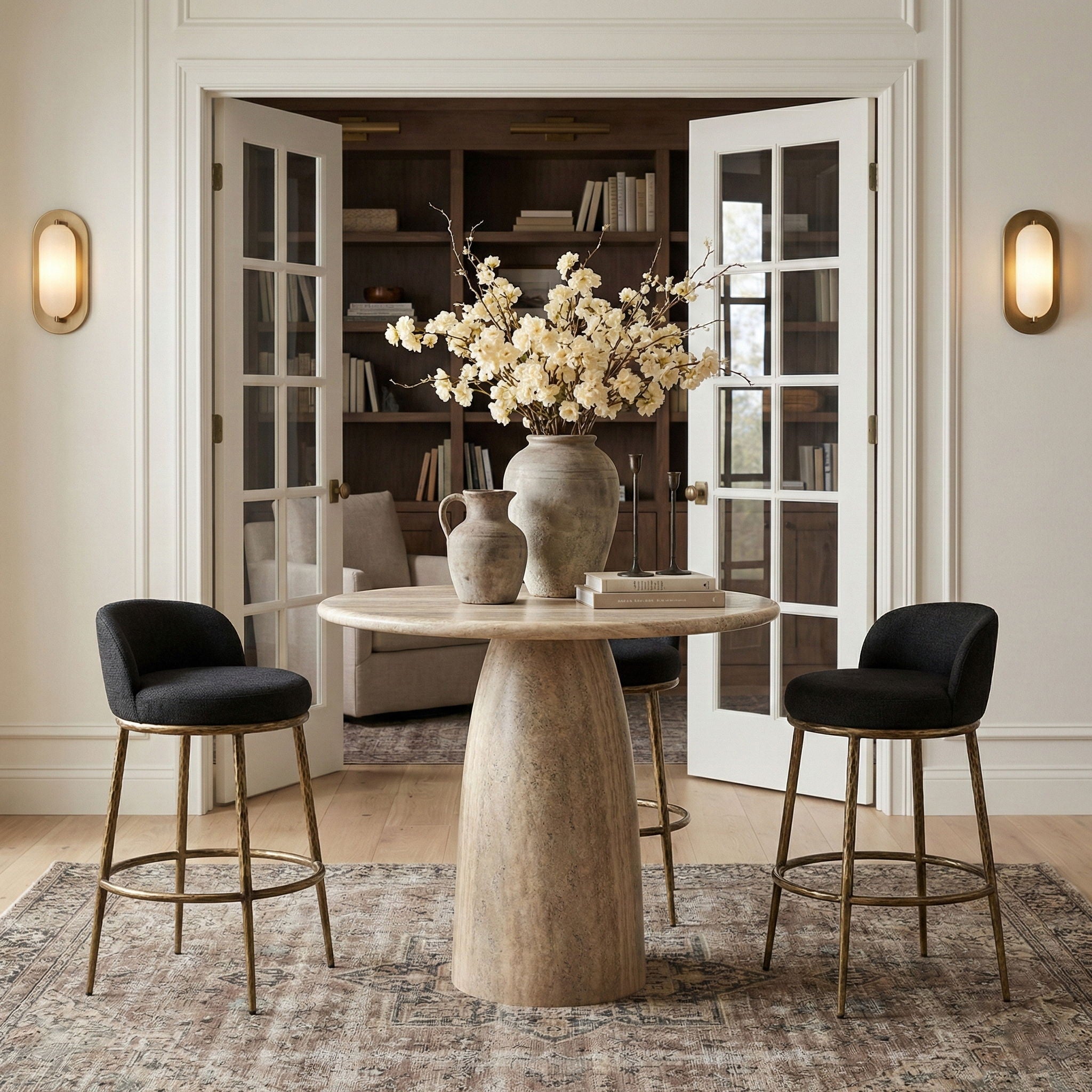 Ferro - Performance Fabric Upholstered Bar Stool - Antique Brass - Urban Living Furniture (Los Angeles, CA)