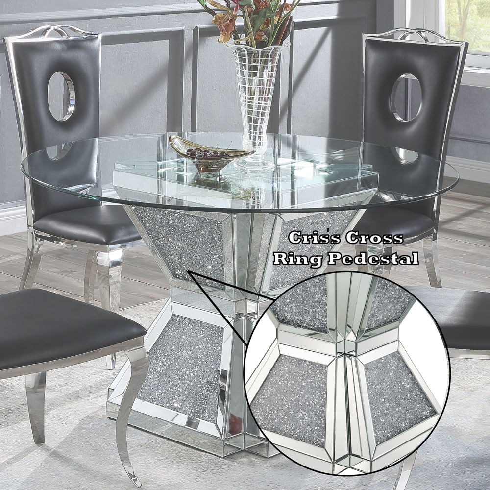 Noralie - 31" Dining Table - Clear Glass, Mirrored & Faux Diamonds - Urban Living Furniture (Los Angeles, CA)
