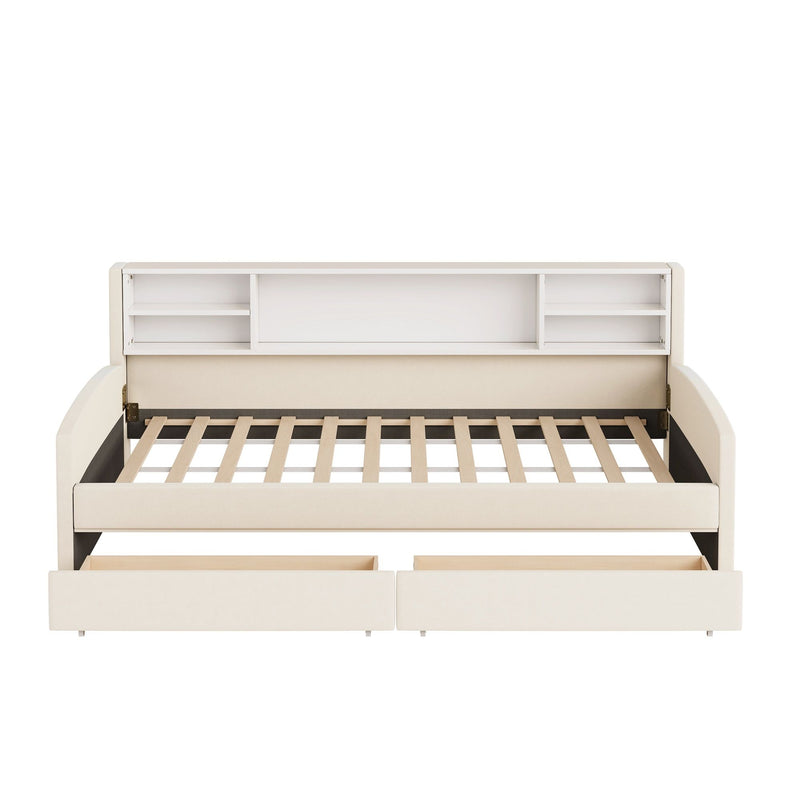 Luxurious Upholstered Platform Bed With Storage Drawers