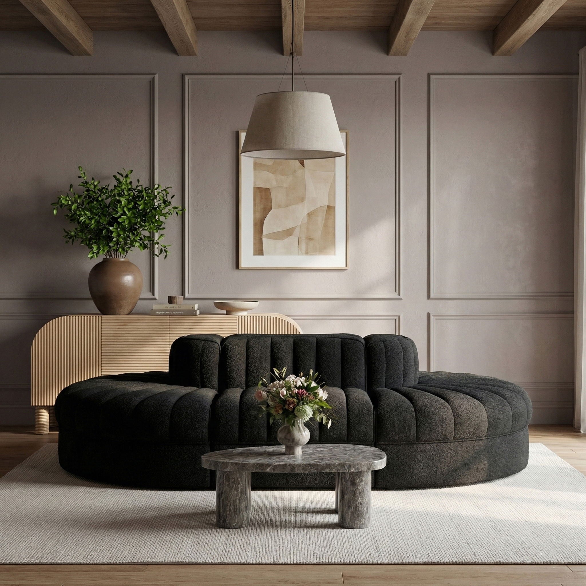 Rummi - Oval Velvet Performance Fabric Upholstered 6 Piece Modular Sectional - Urban Living Furniture (Los Angeles, CA)