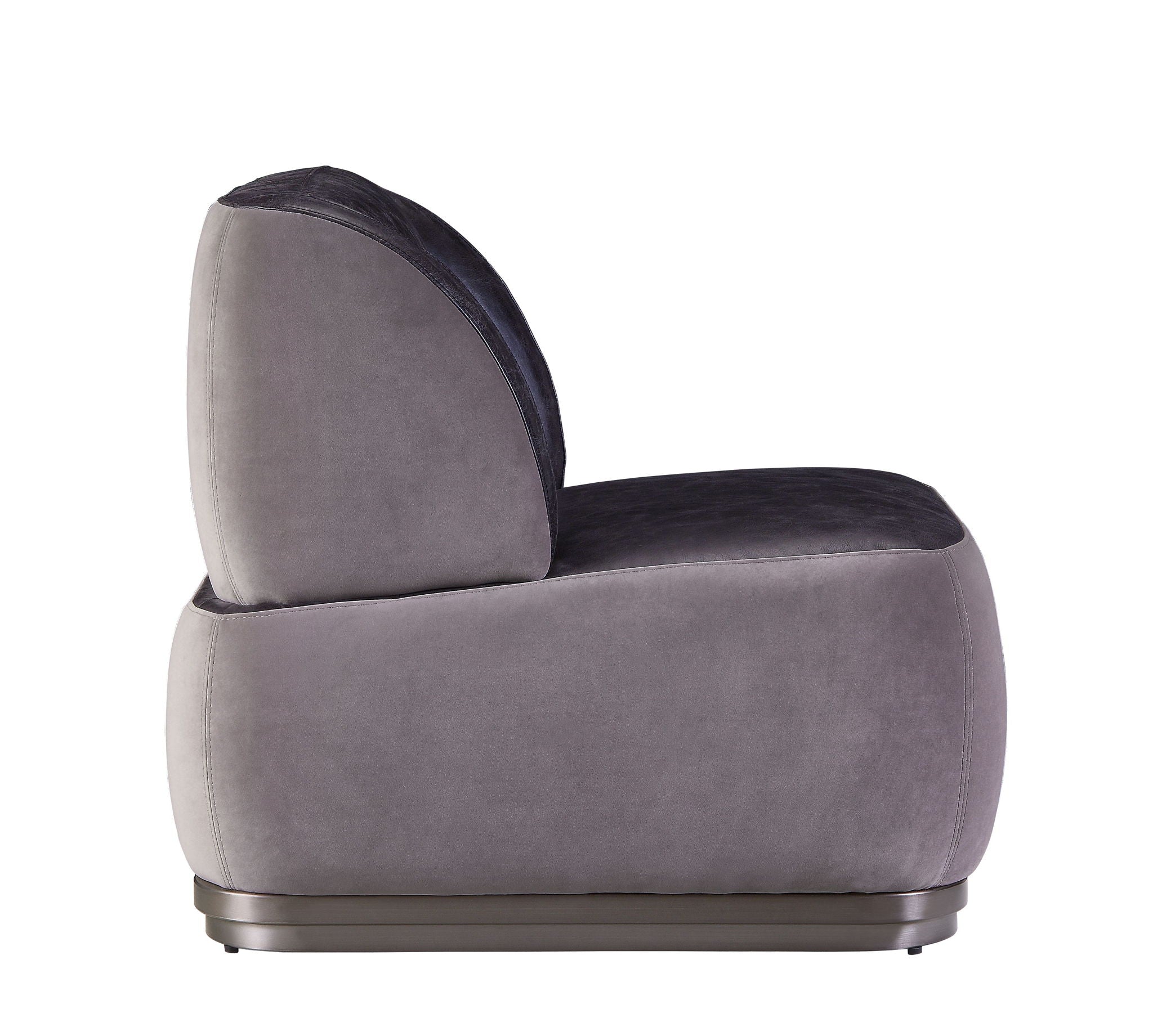 Decapree - Accent Chair - Antique Slate Top Grain Leather & Gray Velvet - Urban Living Furniture (Los Angeles, CA)