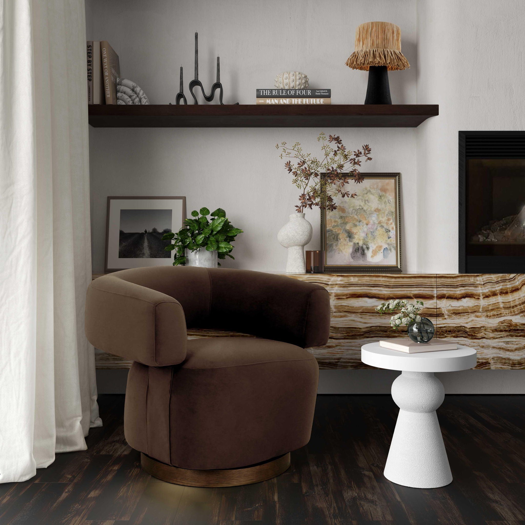 River - Performance Velvet Swivel Accent Chair - Chocolate Brown - Urban Living Furniture (Los Angeles, CA)