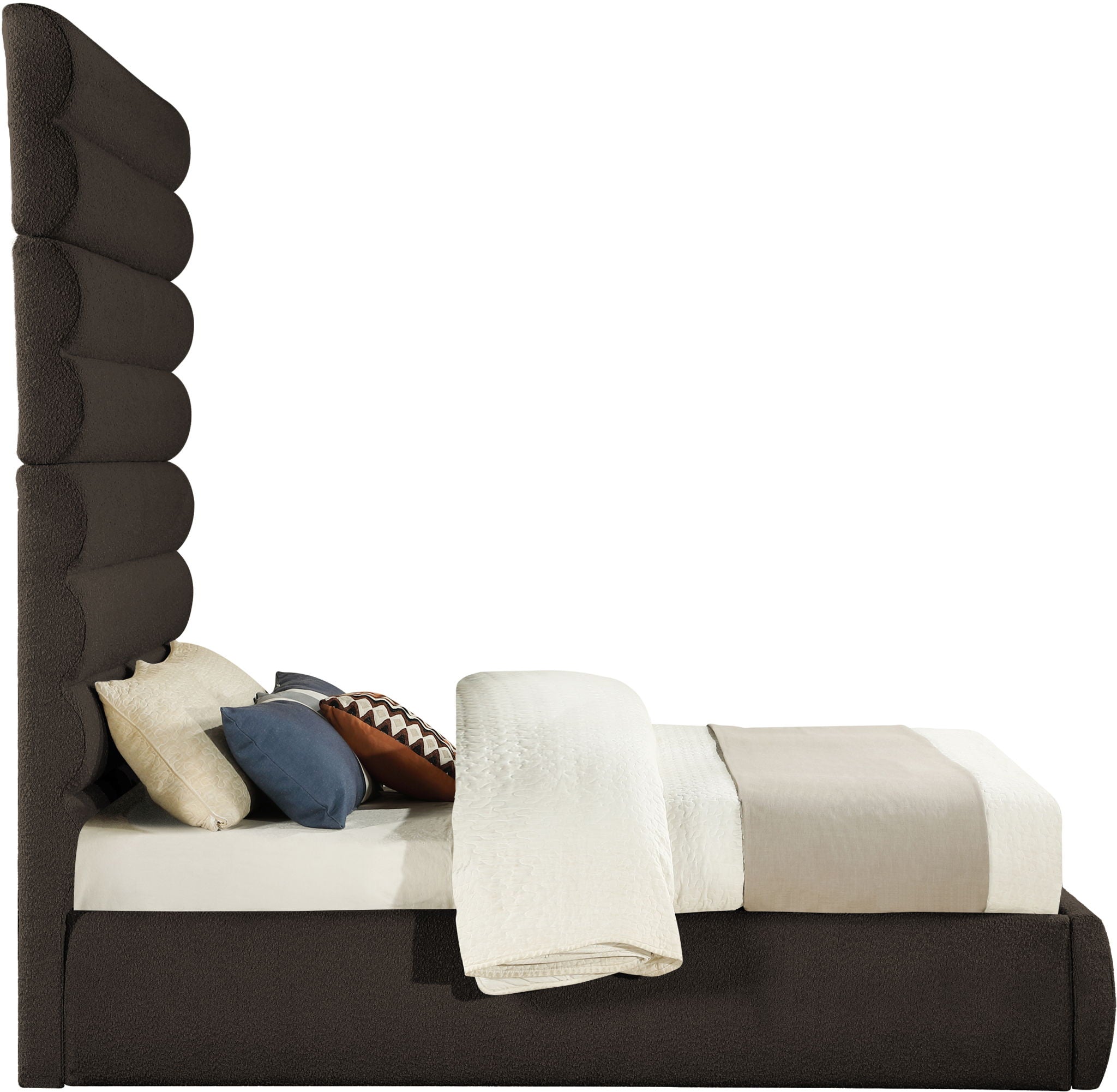 Adam - Boucle Fabric Bed With 89" Headboard