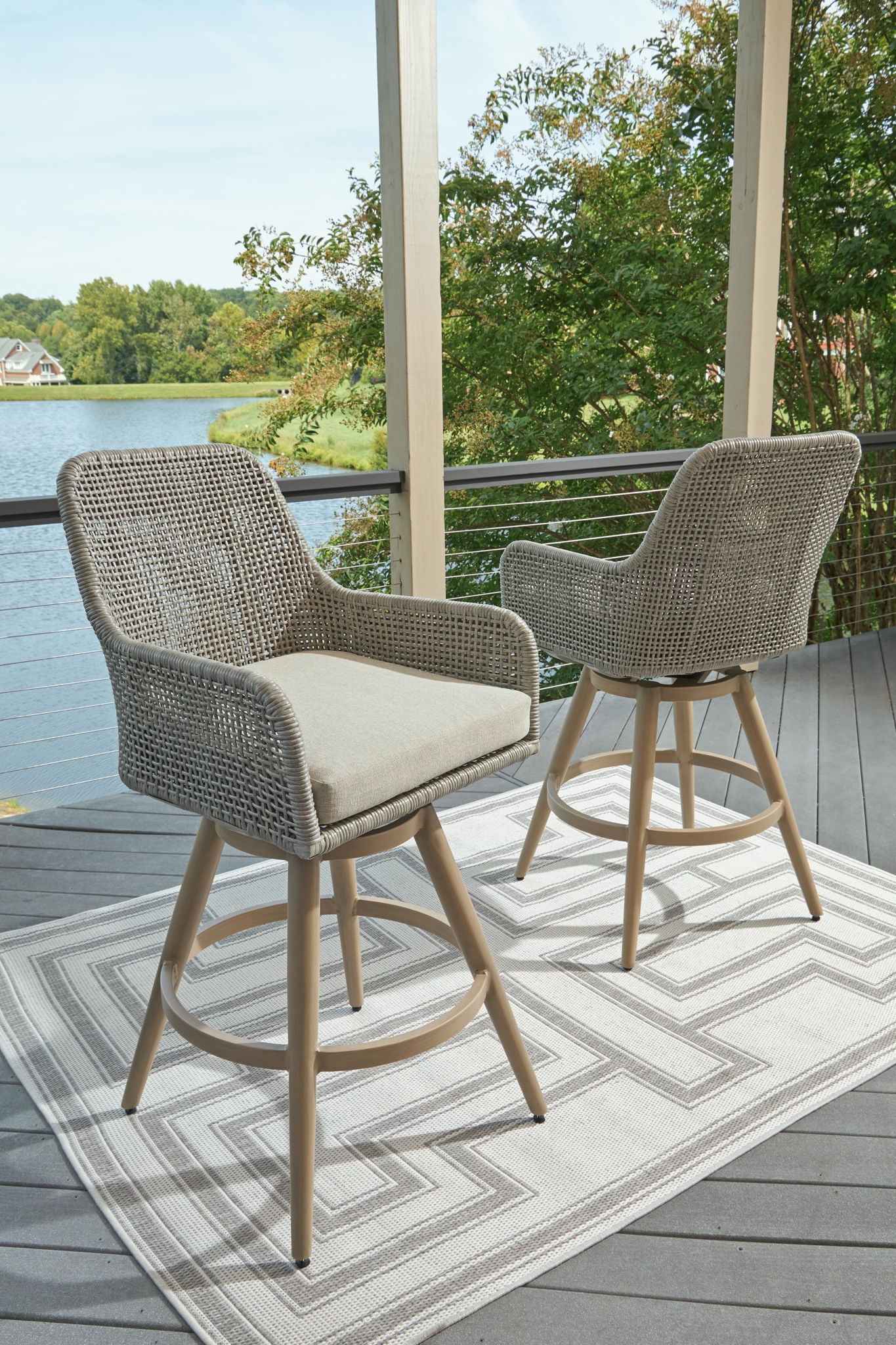 Seton Creek - Barstool With Cushion (Set of 2) - Beige / Gray - Urban Living Furniture (Los Angeles, CA)