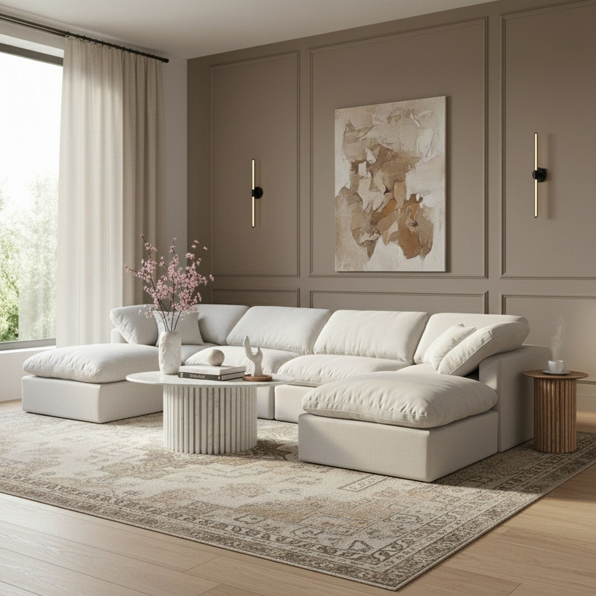 Indulge - Linen 6 Piece Modular Double Chaise Sectional - White - Urban Living Furniture (Los Angeles, CA)